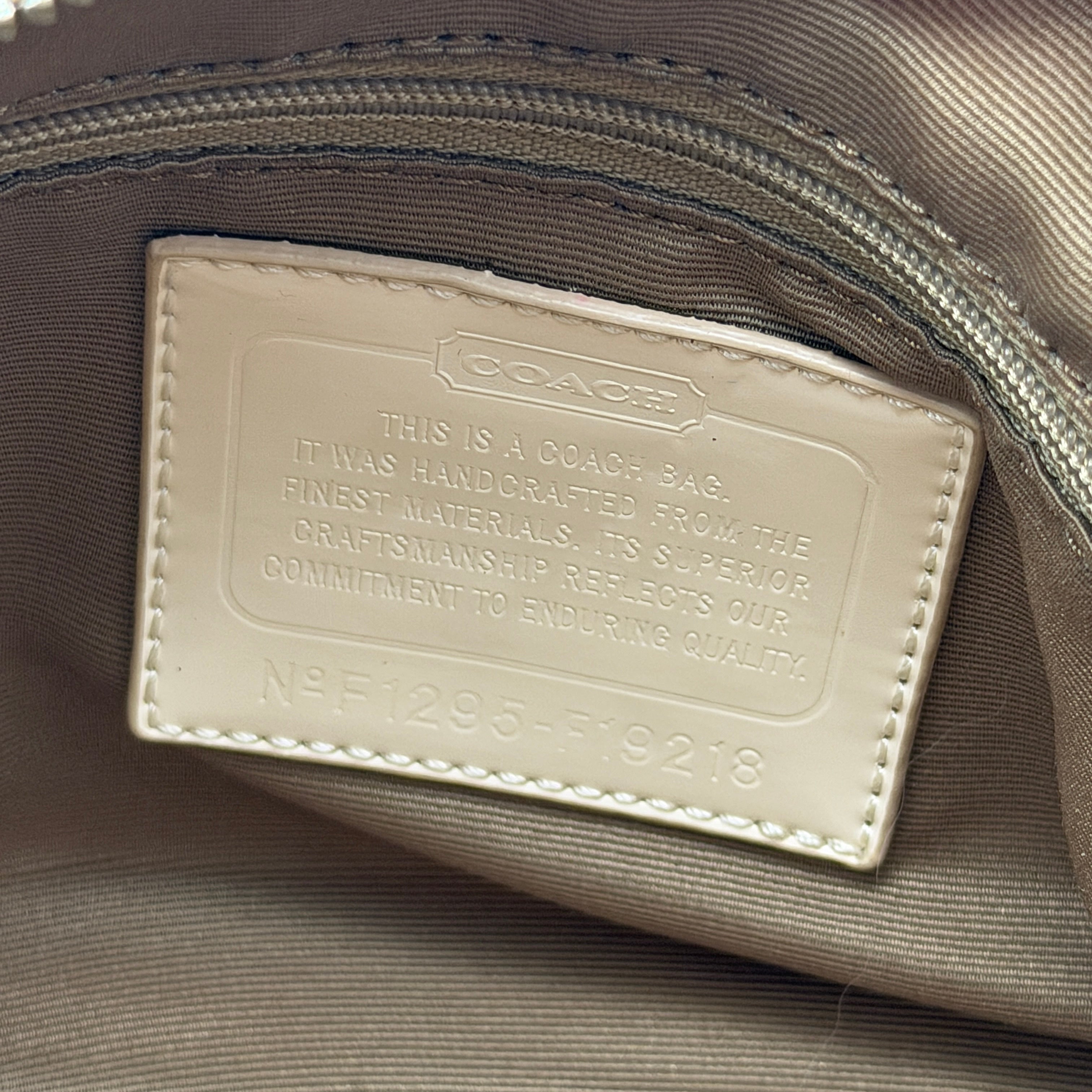 Coach 2Way Signature Stripe Shoulder Bag Beige/White