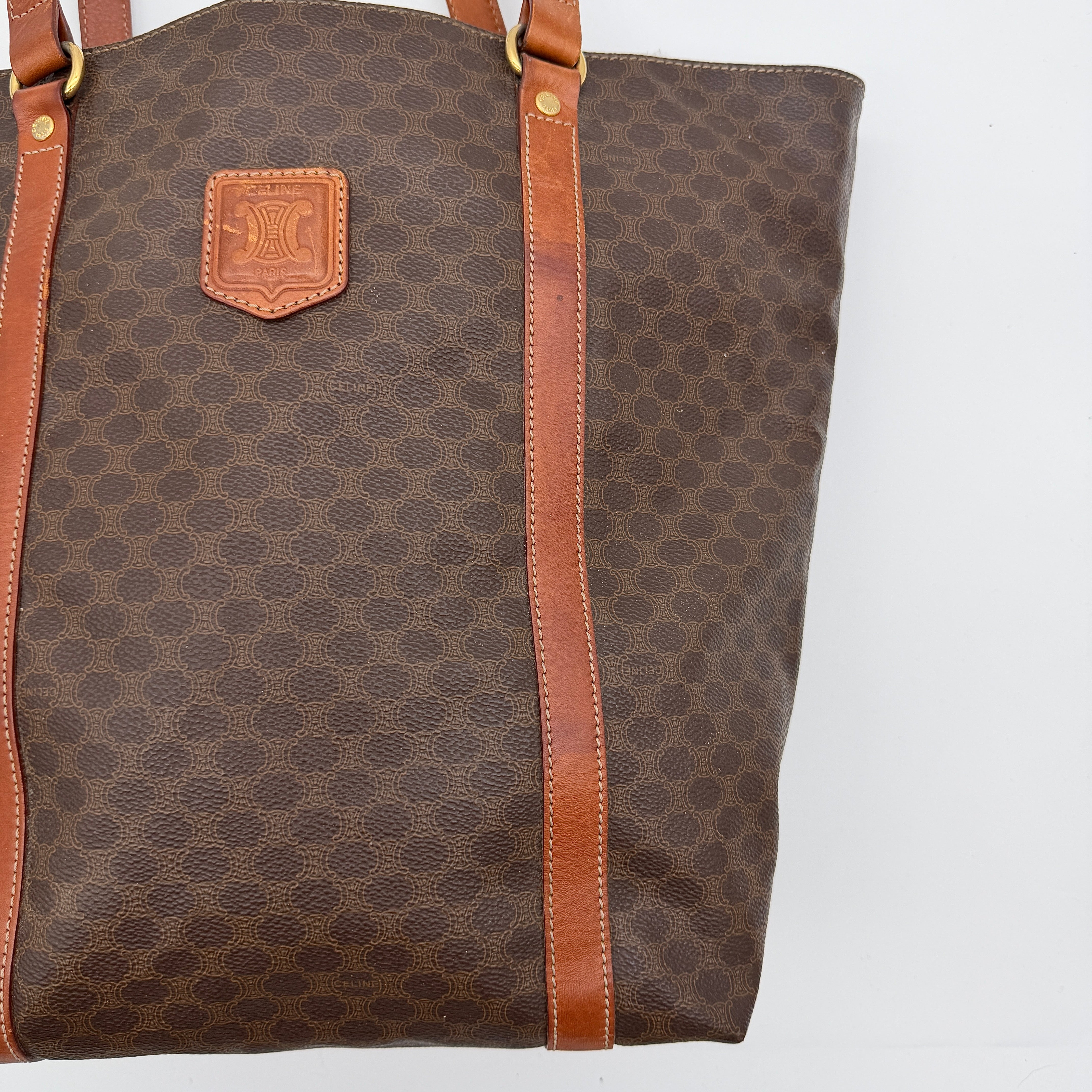 Celine Triomphe Macadam Tote Bag Brown
