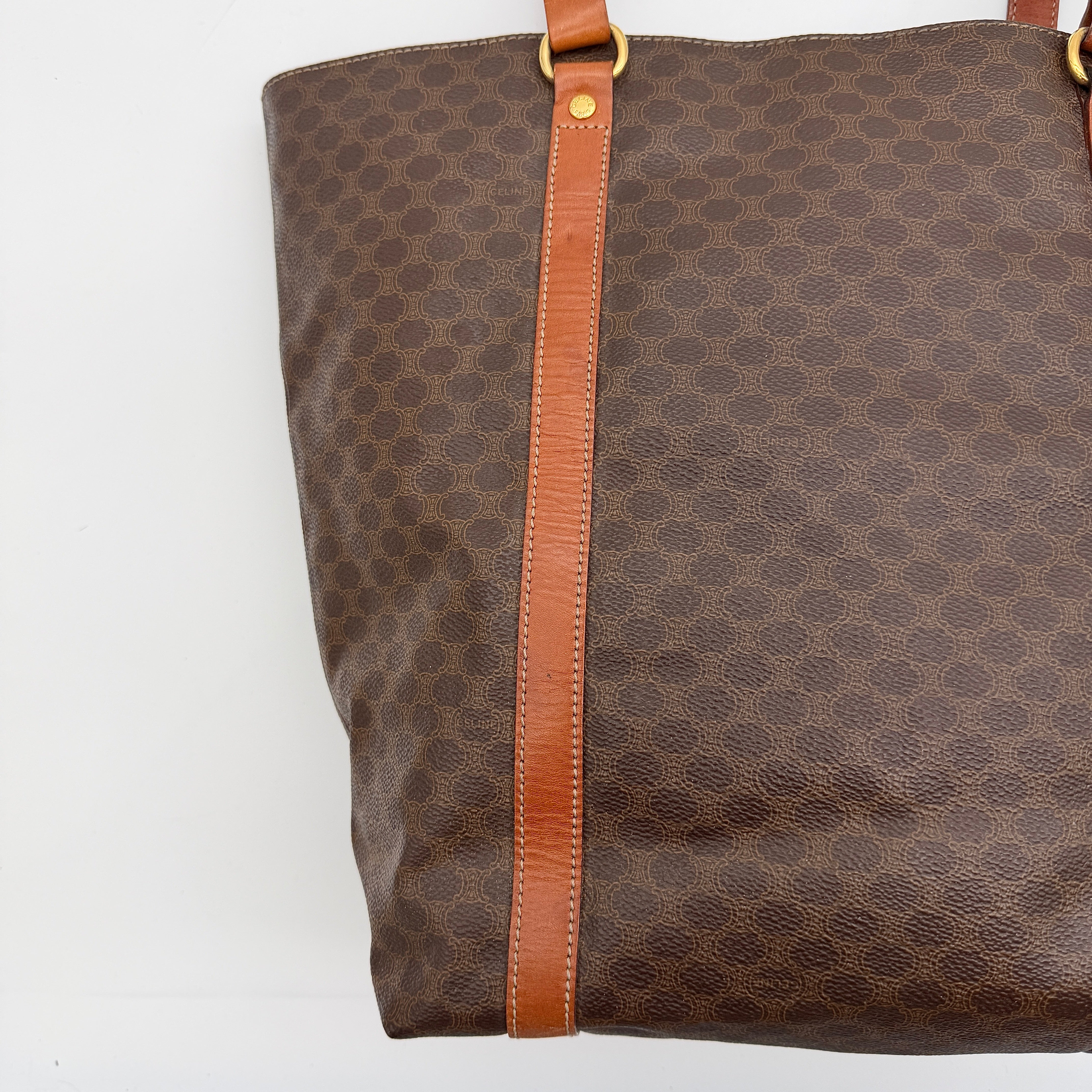 Celine Triomphe Macadam Tote Bag Brown