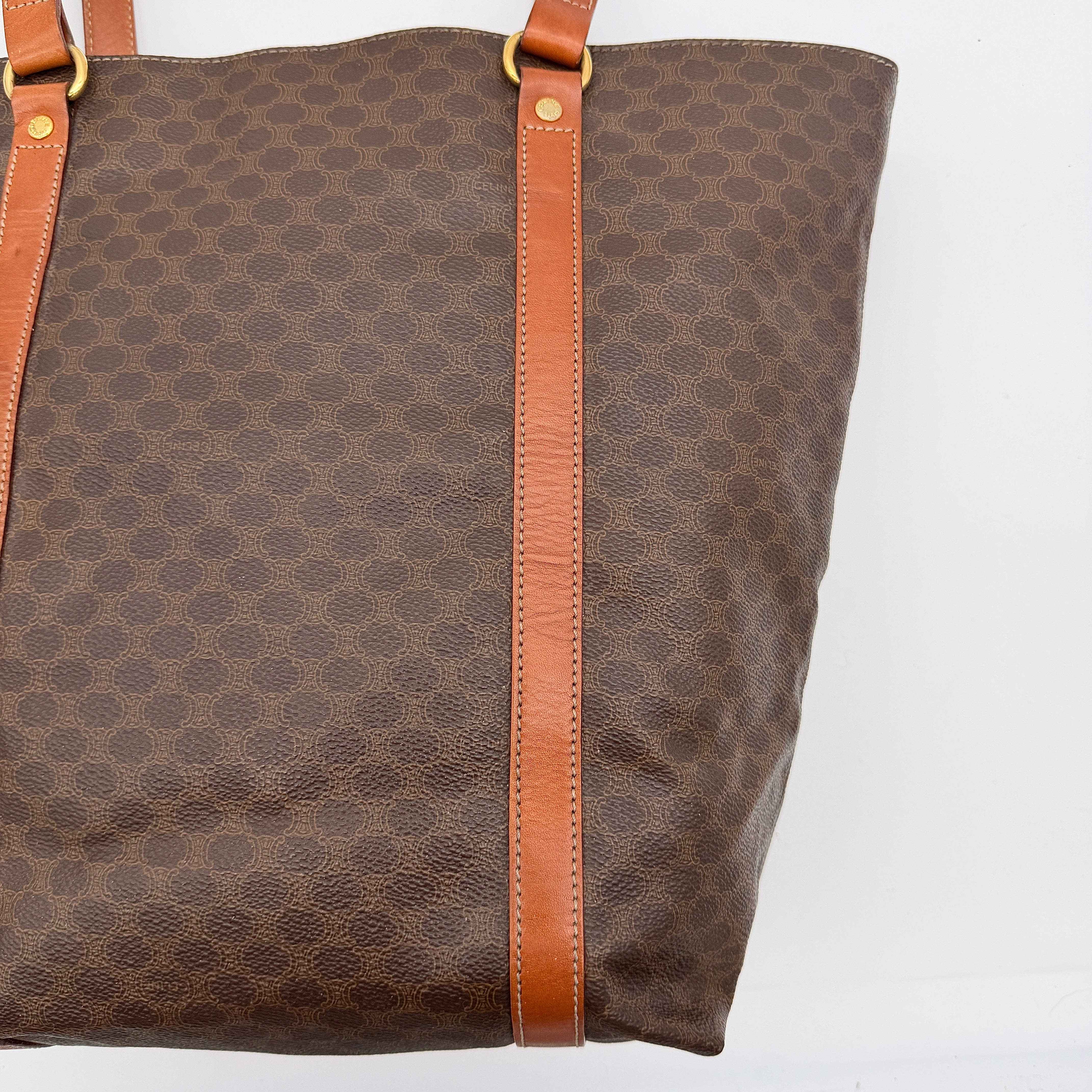 Celine Triomphe Macadam Tote Bag Brown