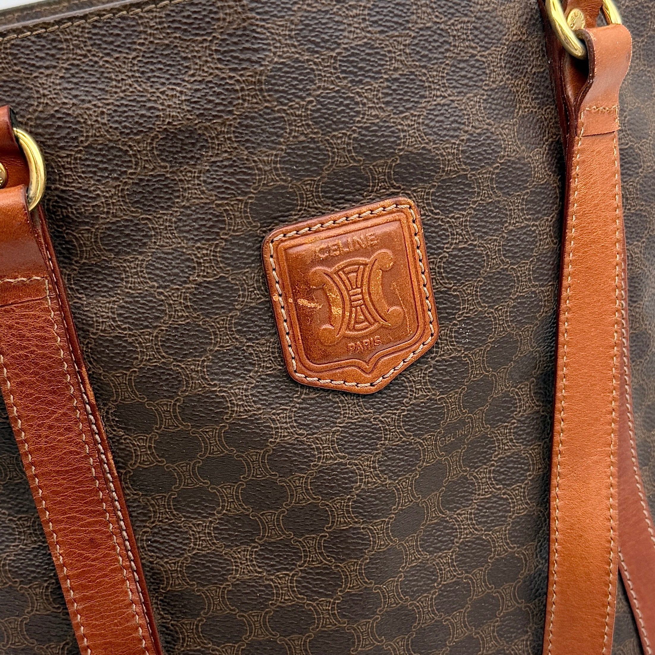 Celine Triomphe Macadam Tote Bag Brown