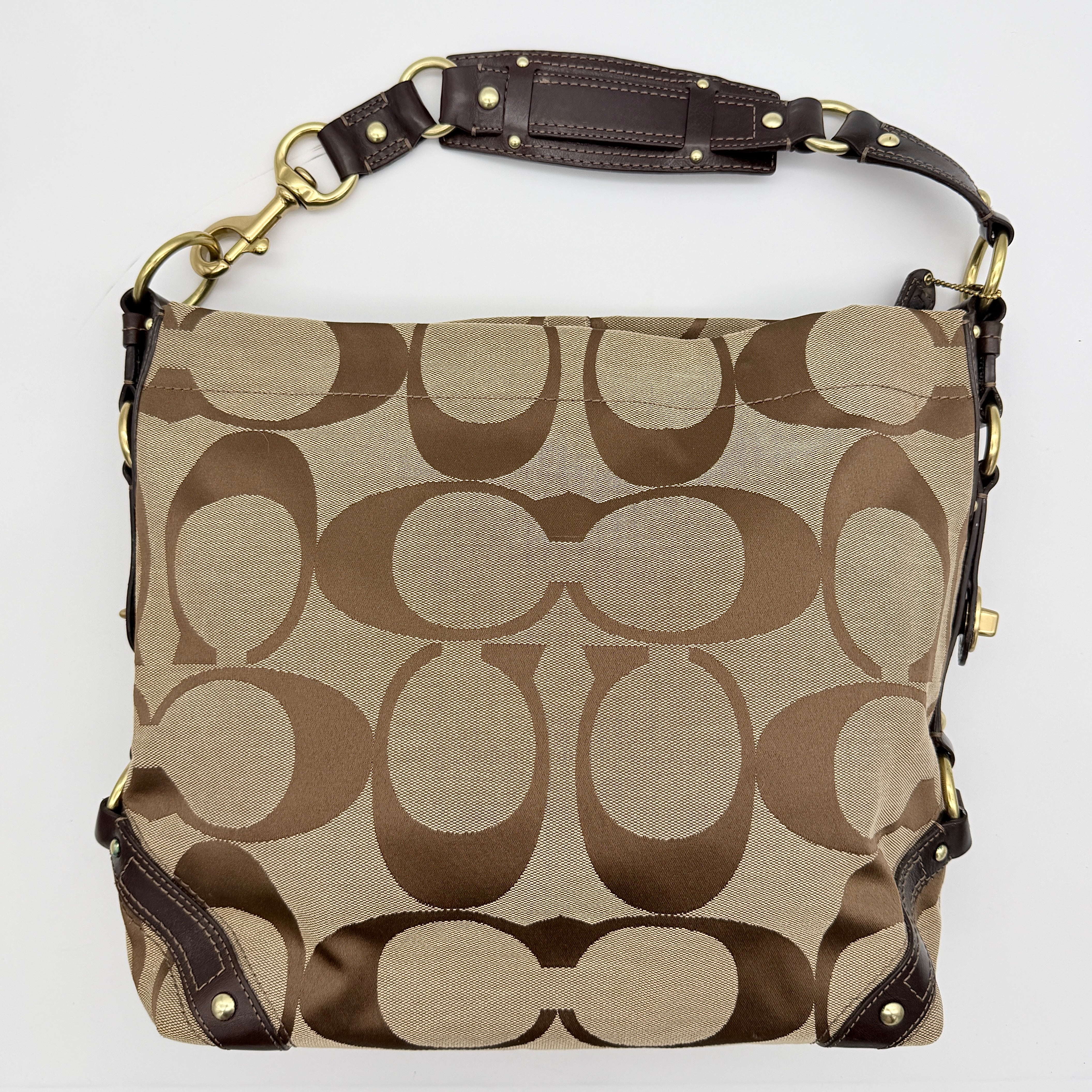 Coach Signature Carly Hobo Shoulder Bag Beige/Brown
