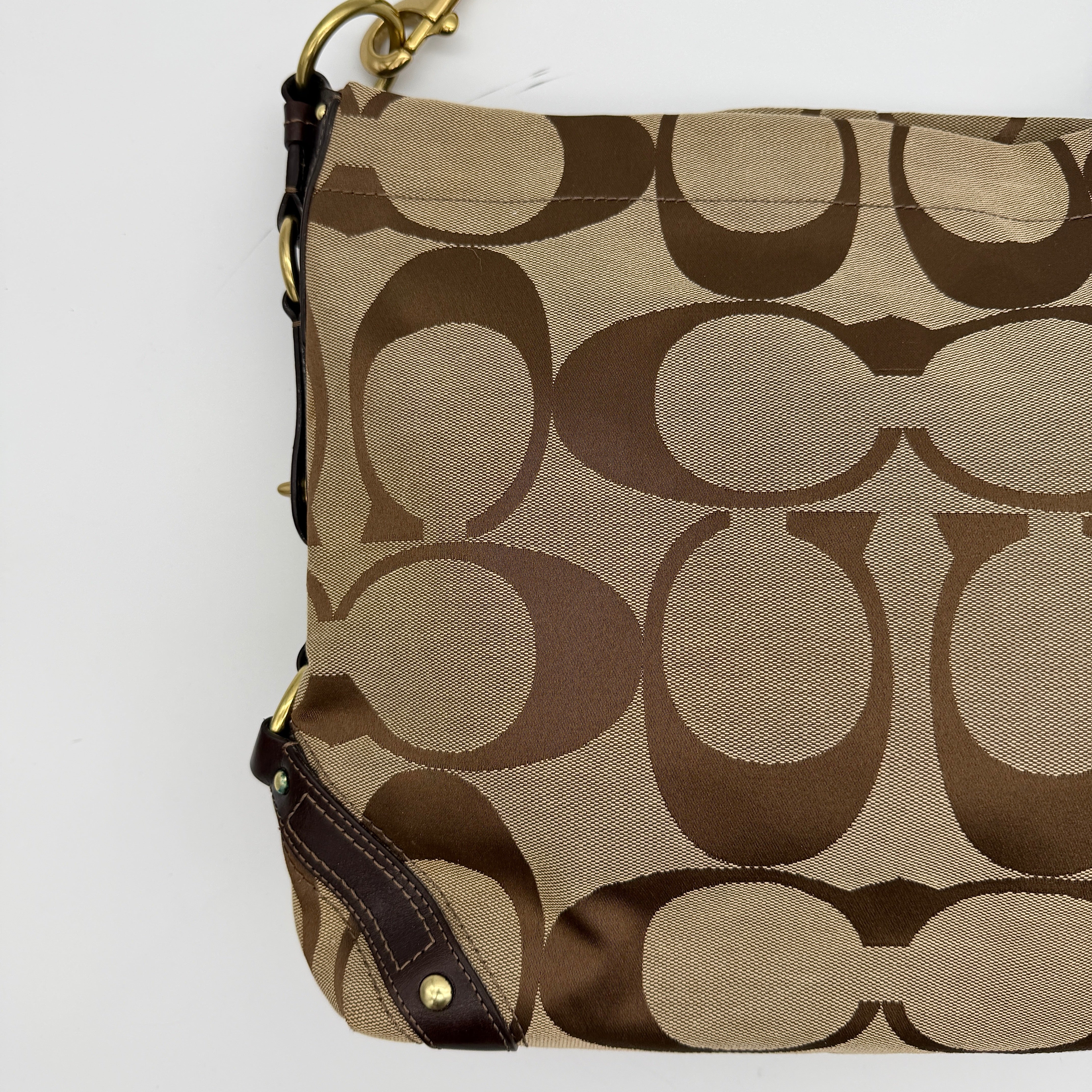Coach Signature Carly Hobo Shoulder Bag Beige/Brown