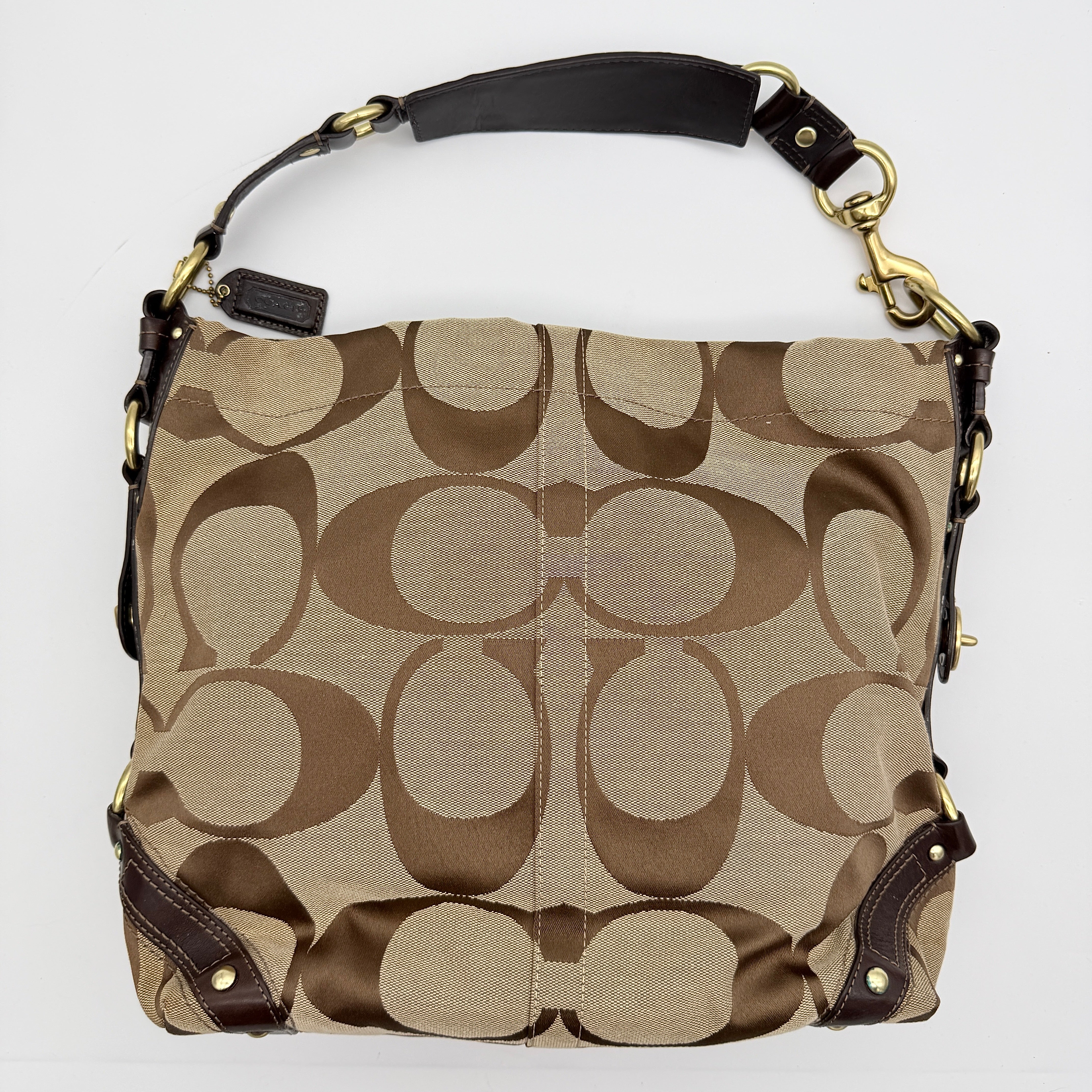Coach Signature Carly Hobo Shoulder Bag Beige/Brown