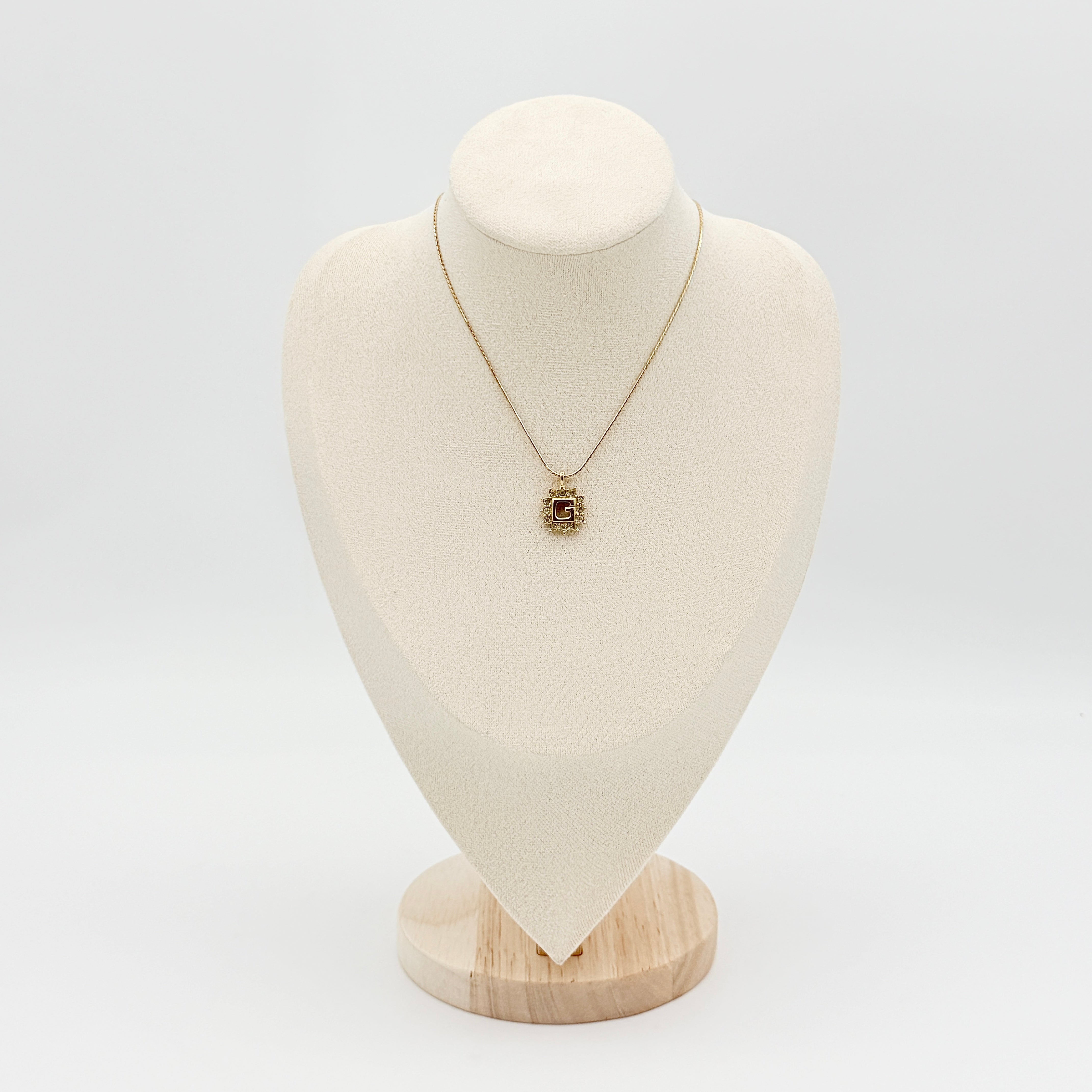 Givenchy G Logo Rhinestone Necklace Gold