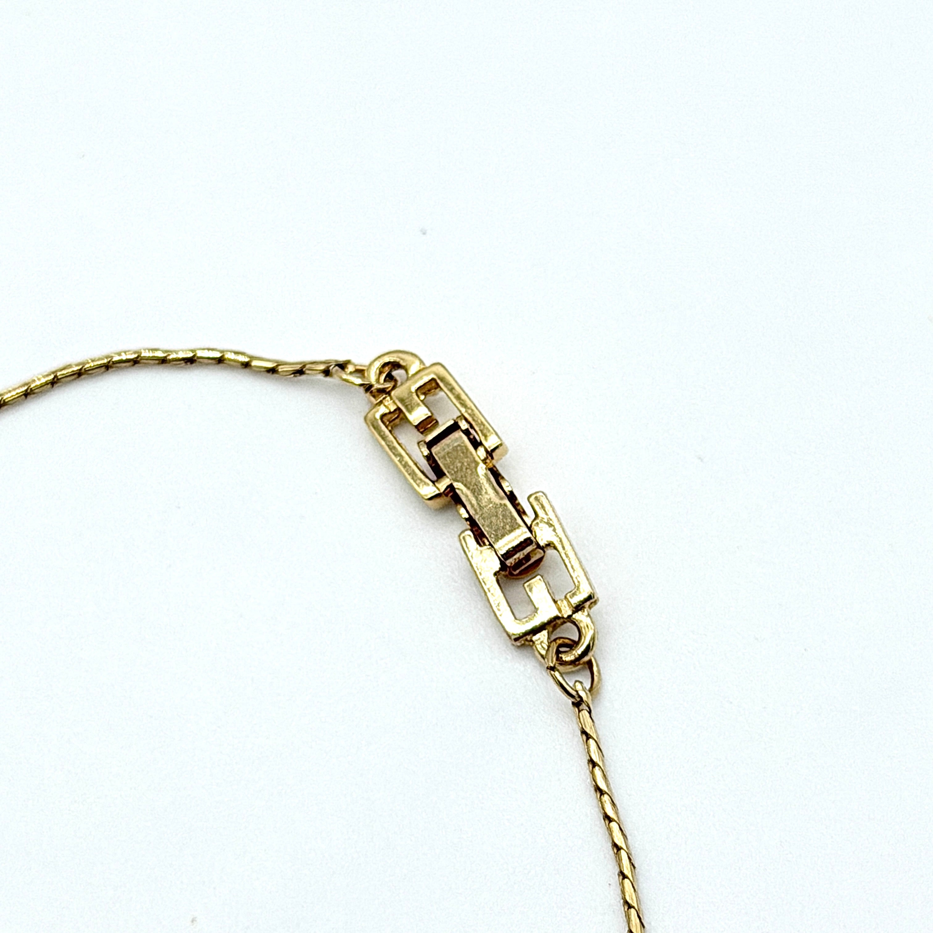 Givenchy G Logo Rhinestone Necklace Gold