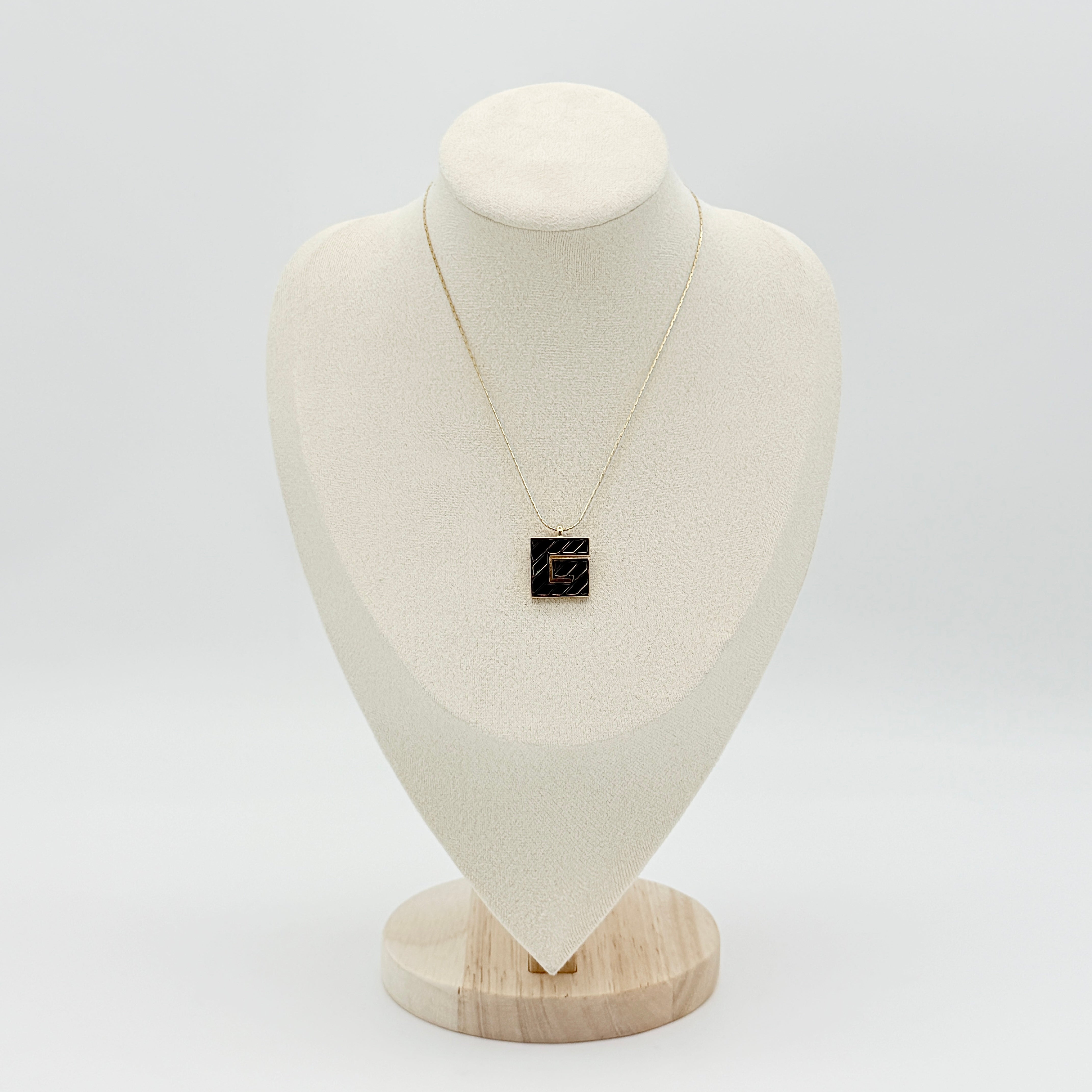 Givenchy G Logo Enamel Necklace Black/Gold