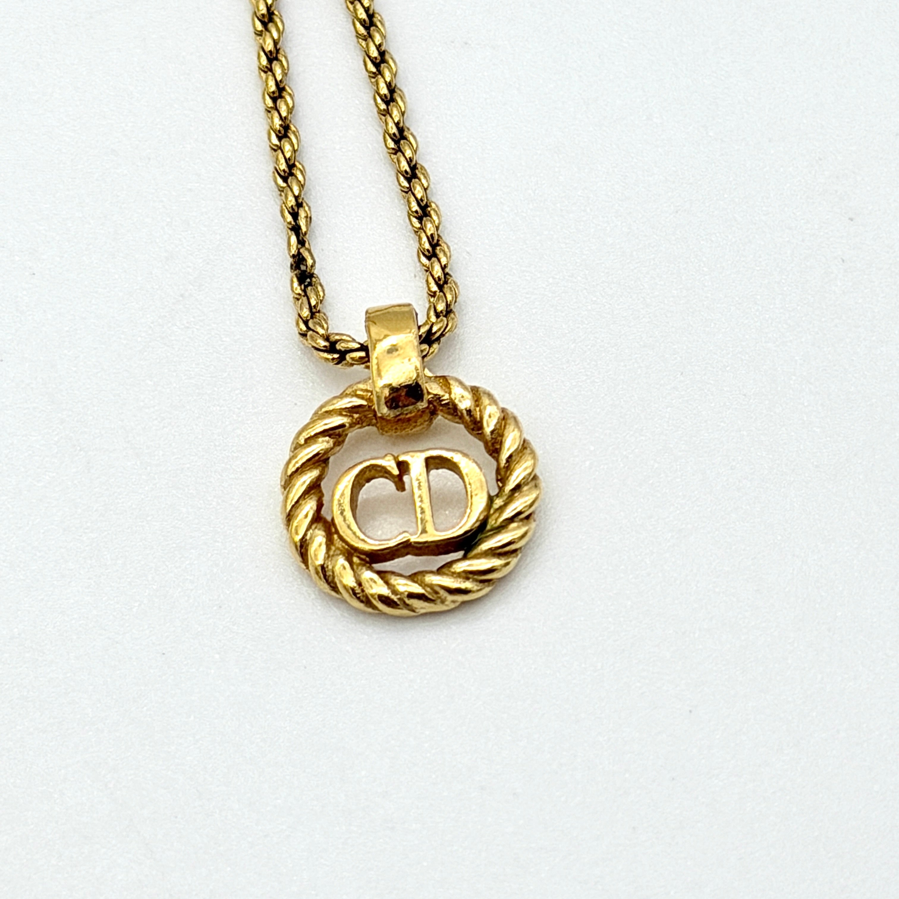 Christian Dior CD Rope Necklace Gold
