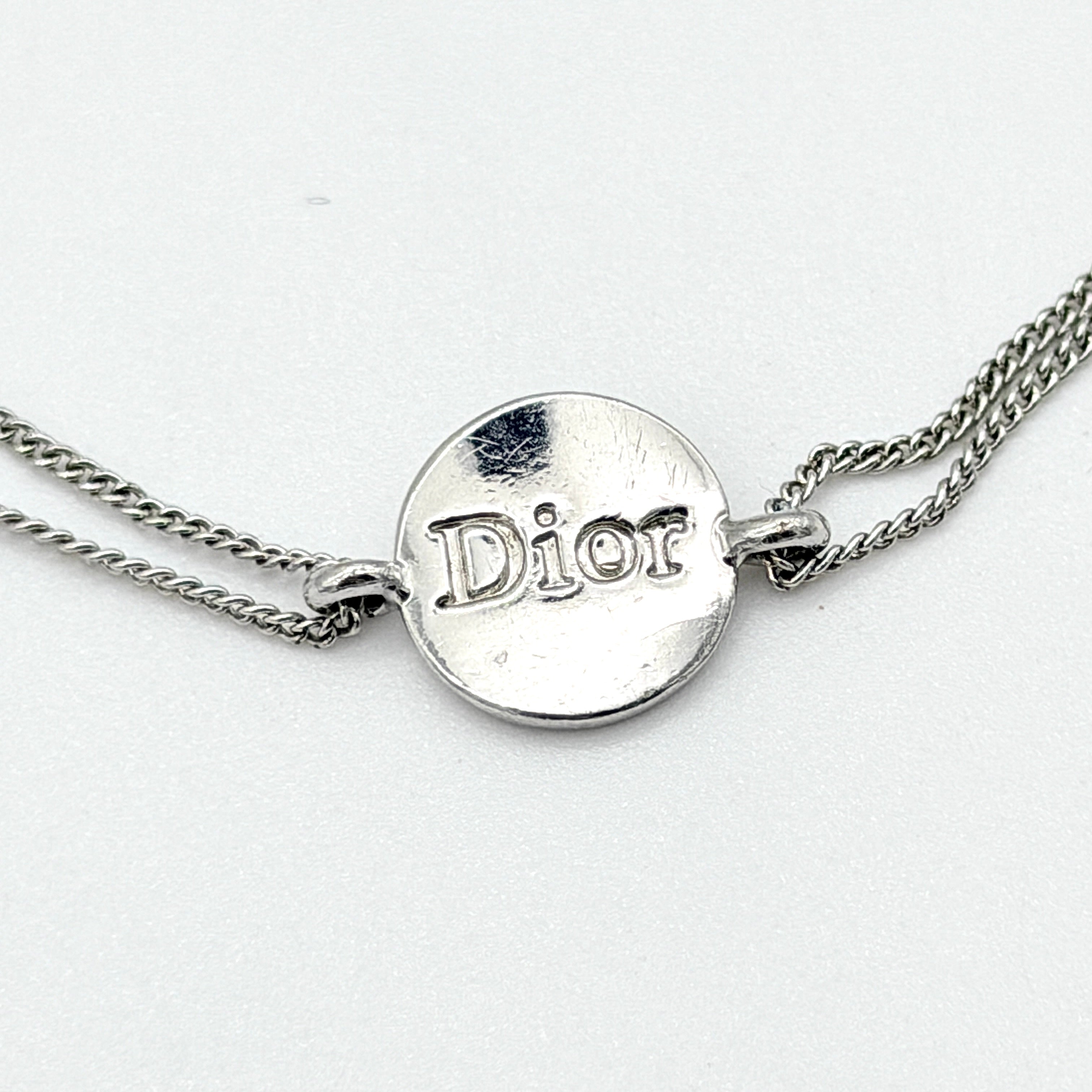 Christian Dior Logo Double Chain Bracelet Silver
