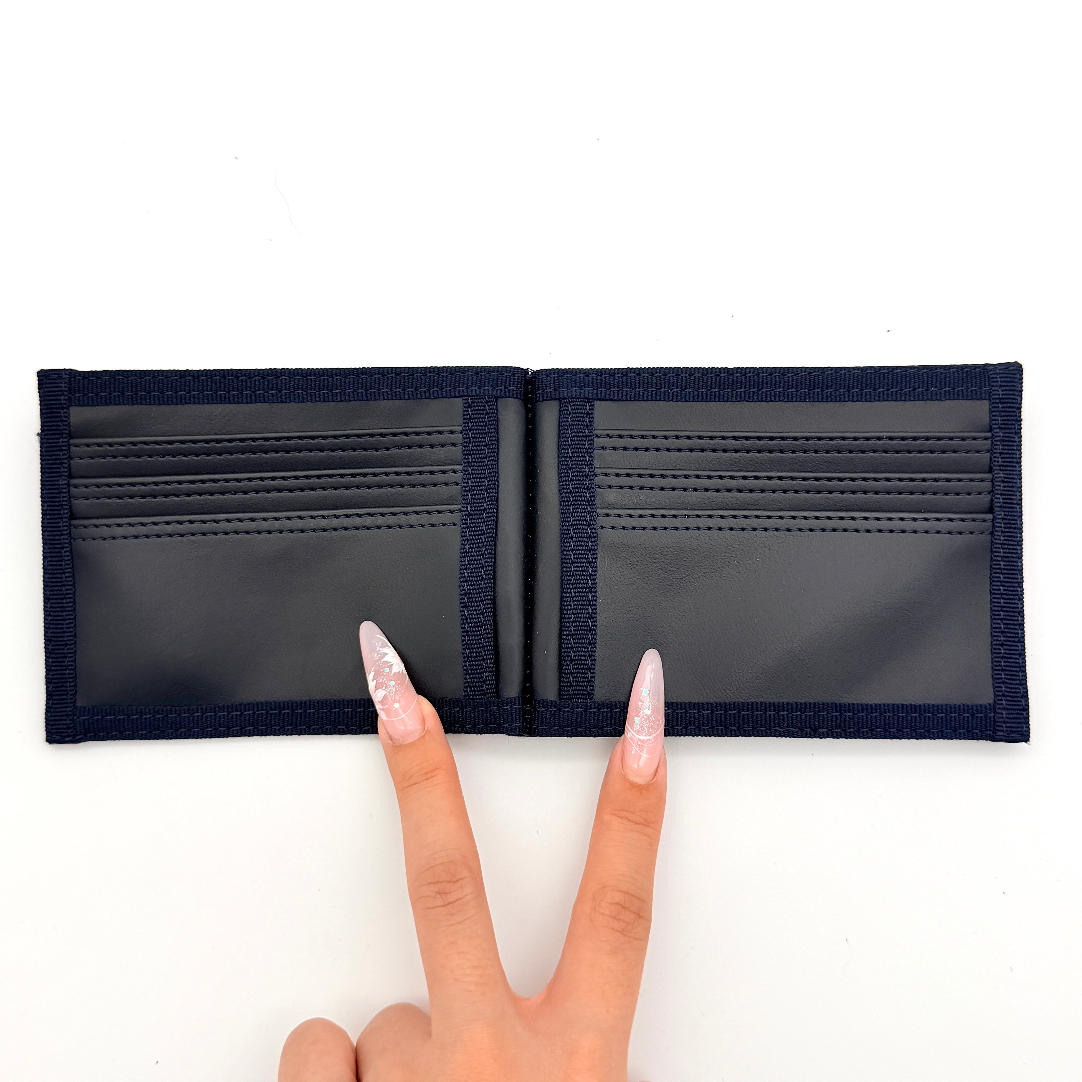 MCM Monogram Logo Plaque Wallet Navy Blue