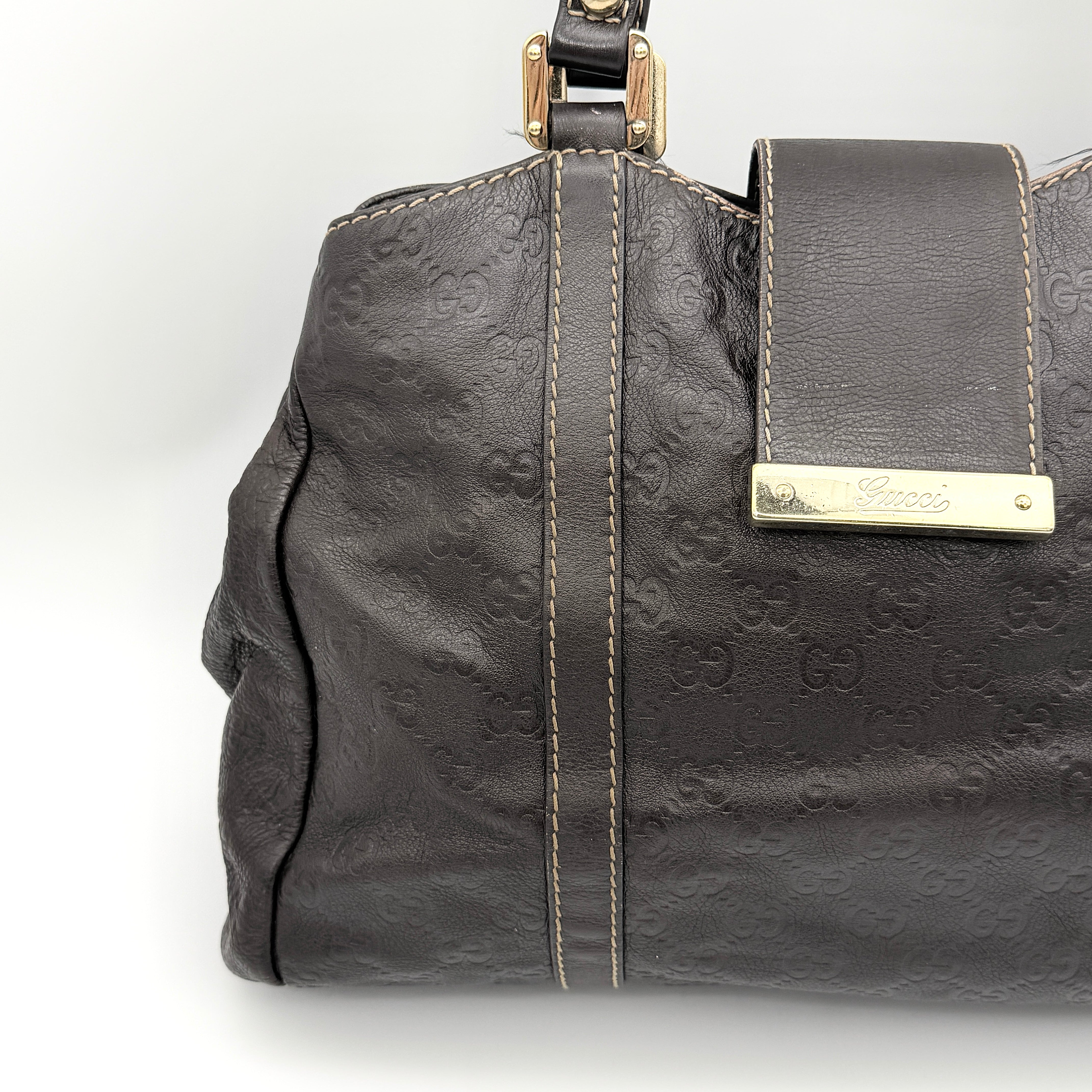 Gucci GG Guccissima New Ladies Hobo Shoulder Bag Dark Brown