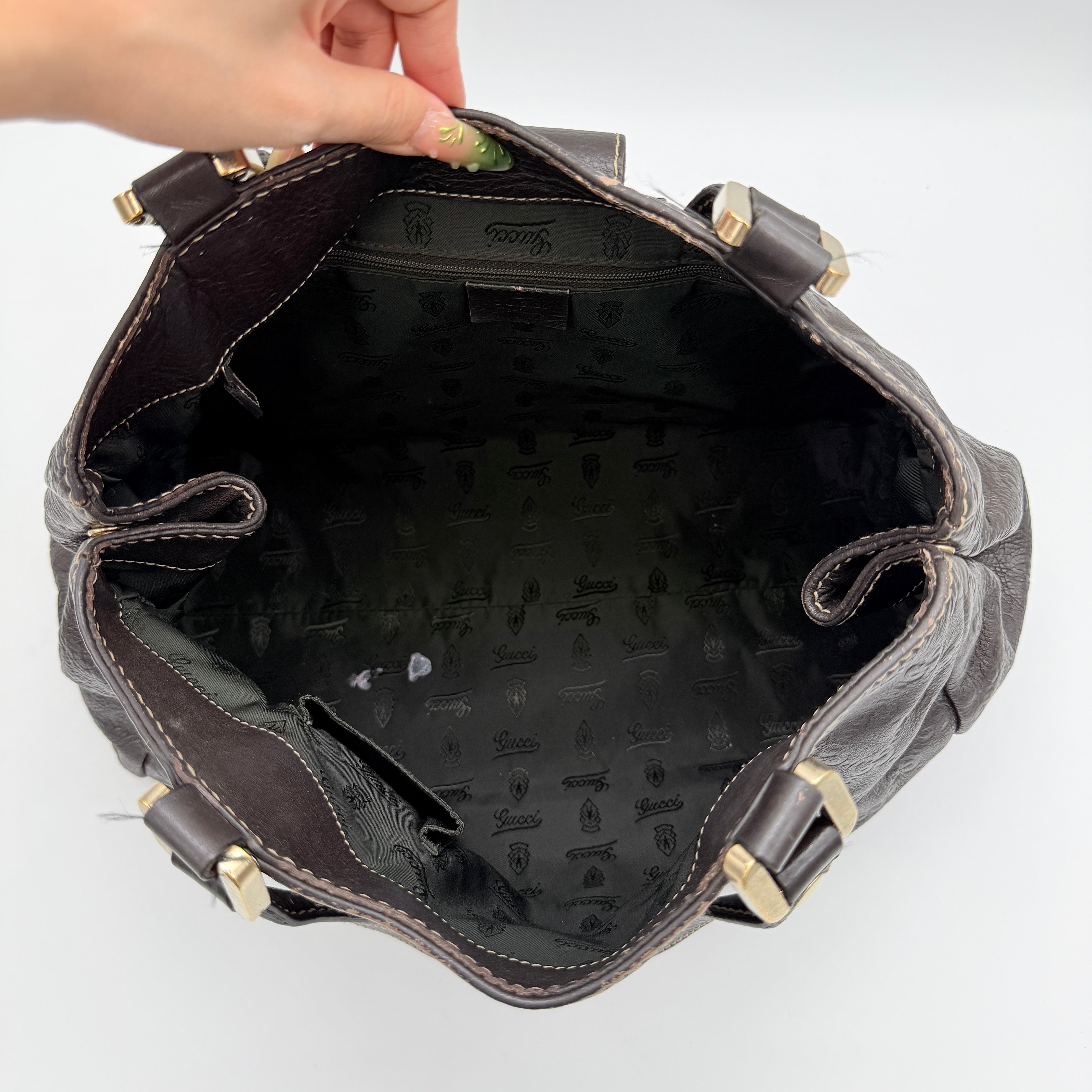 Gucci GG Guccissima New Ladies Hobo Shoulder Bag Dark Brown