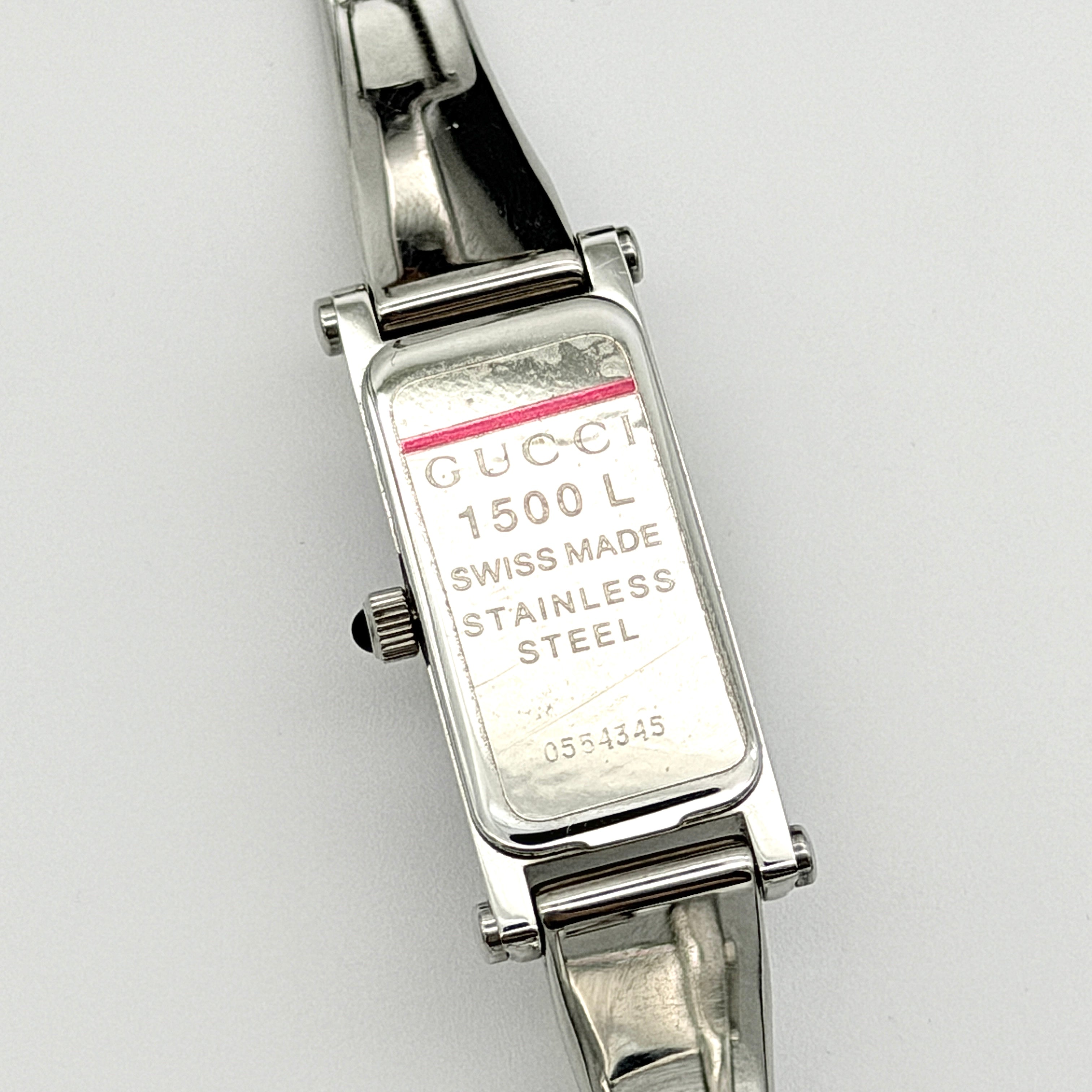 Gucci 1500L Black Dial Bangle Watch