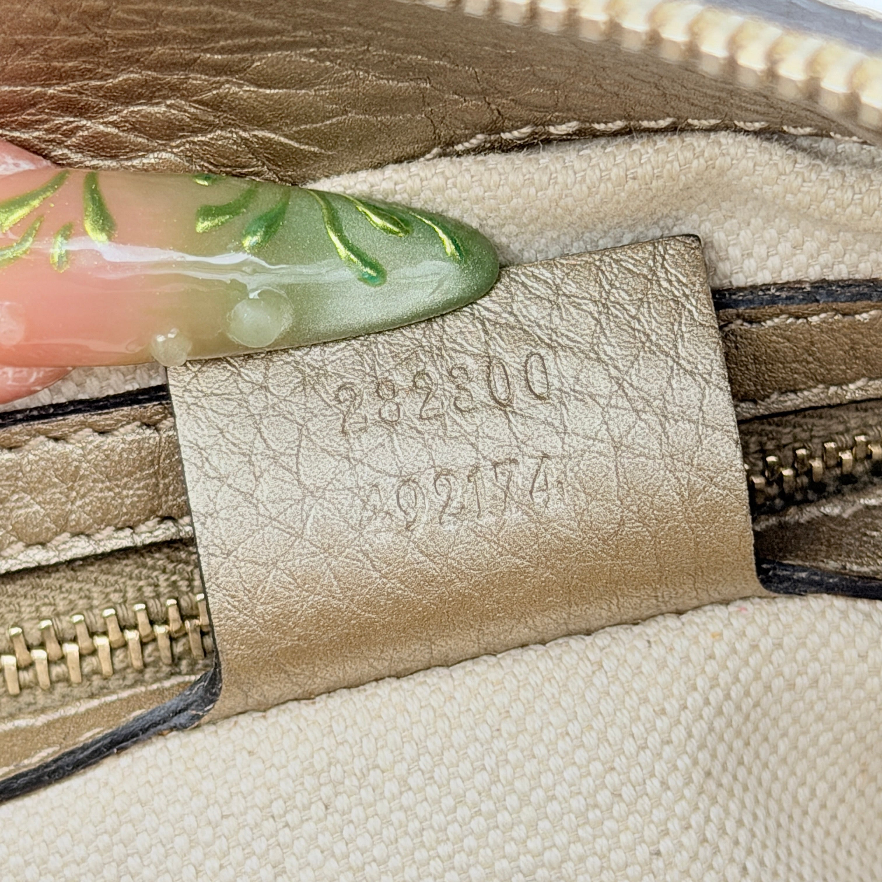 Gucci 2Way Leather Bella Bamboo Shoulder Bag Beige/Gold