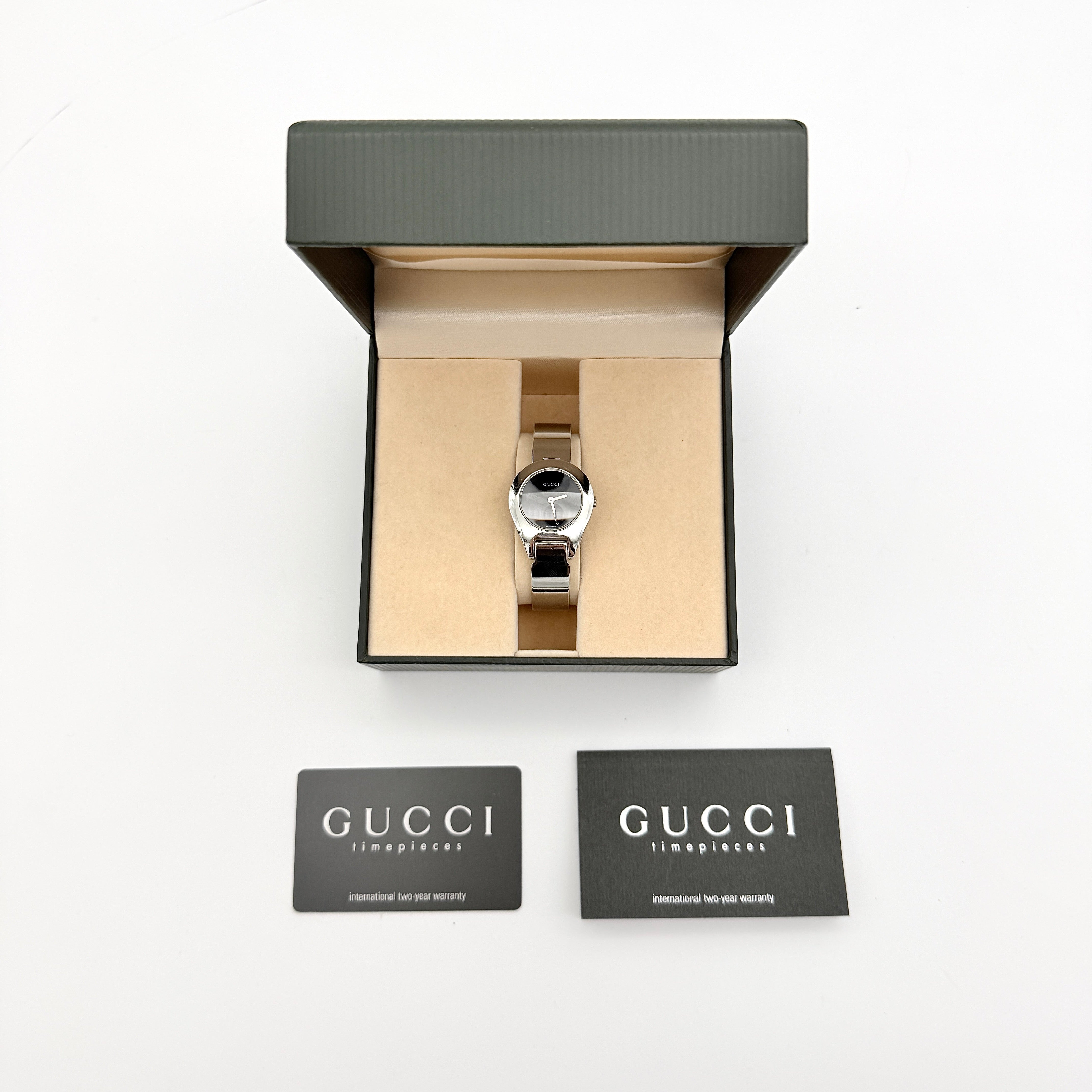 Gucci 6700L Black Dial Bangle Watch
