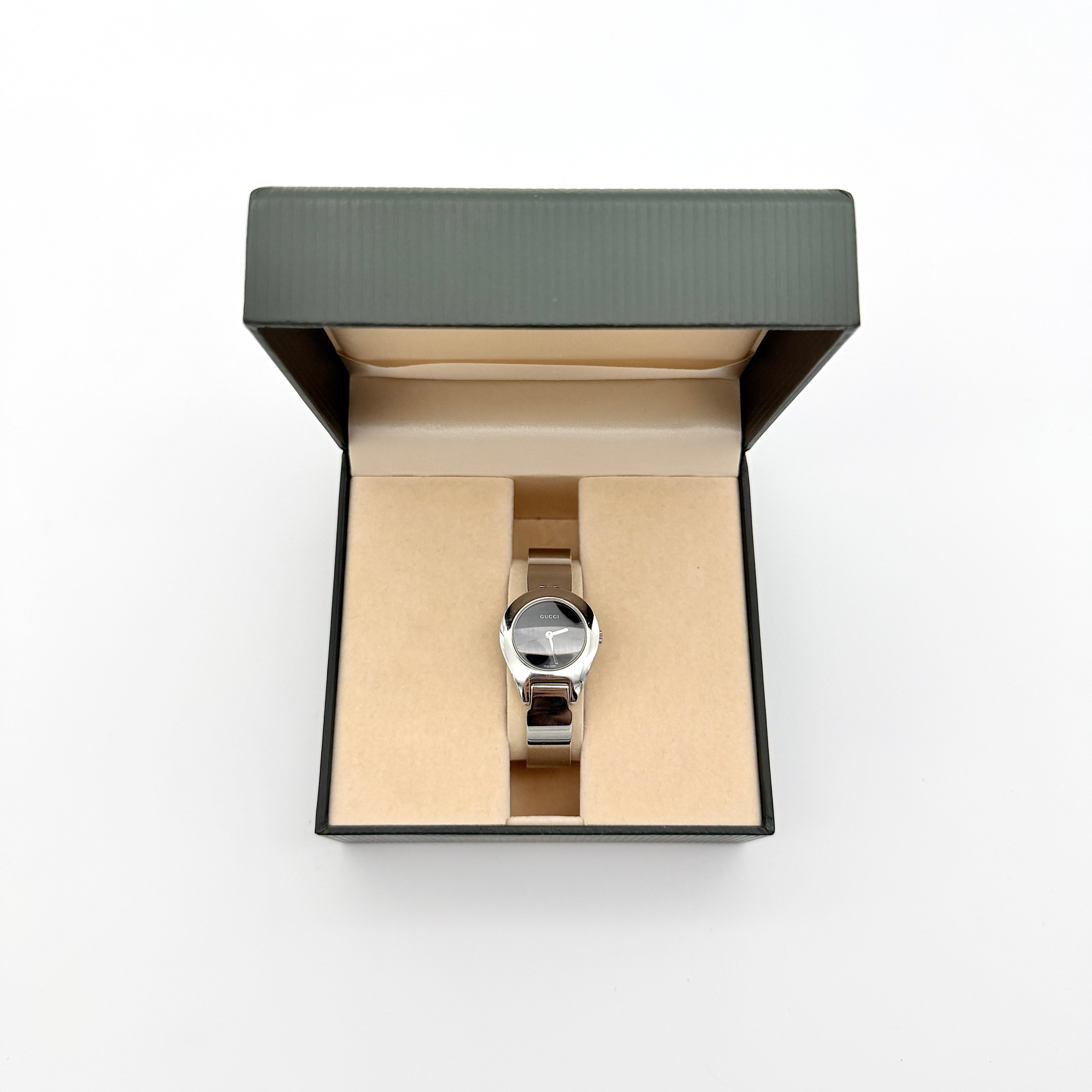 Gucci 6700L Black Dial Bangle Watch