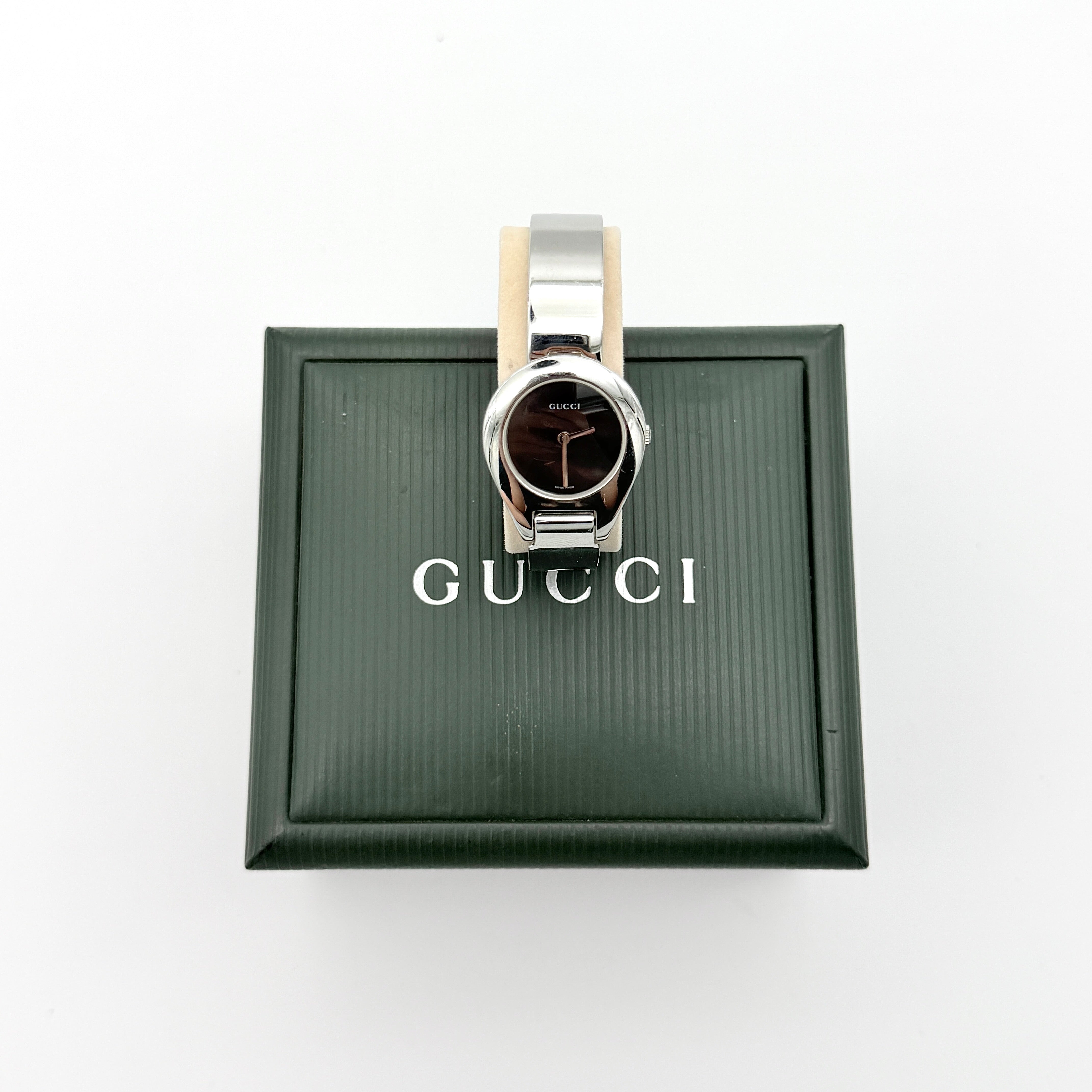 Gucci 6700L Black Dial Bangle Watch