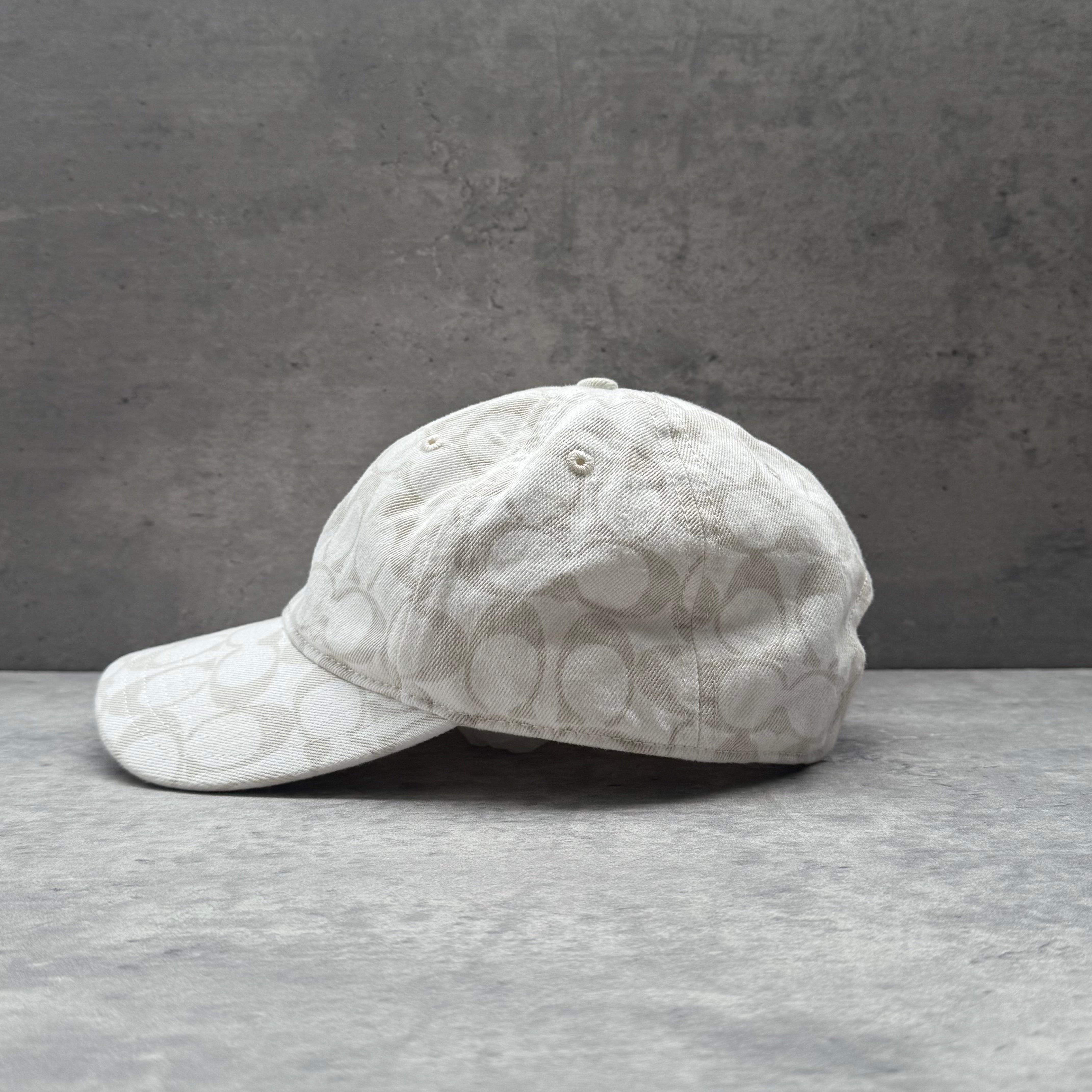 Coach Signature Denim Baseball Cap White