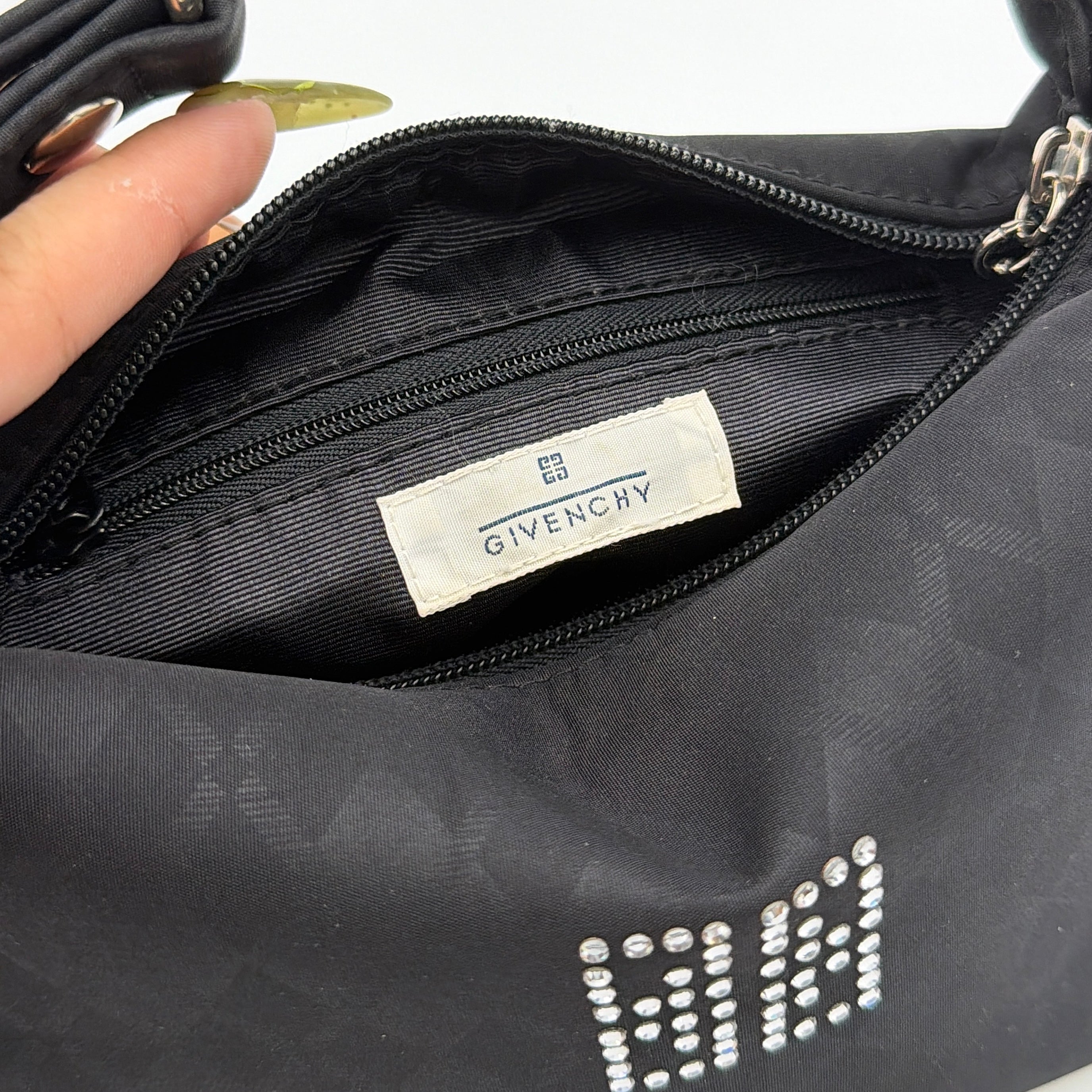 Givenchy 4G Rhinestone Mini Hobo Shoulder Bag Black