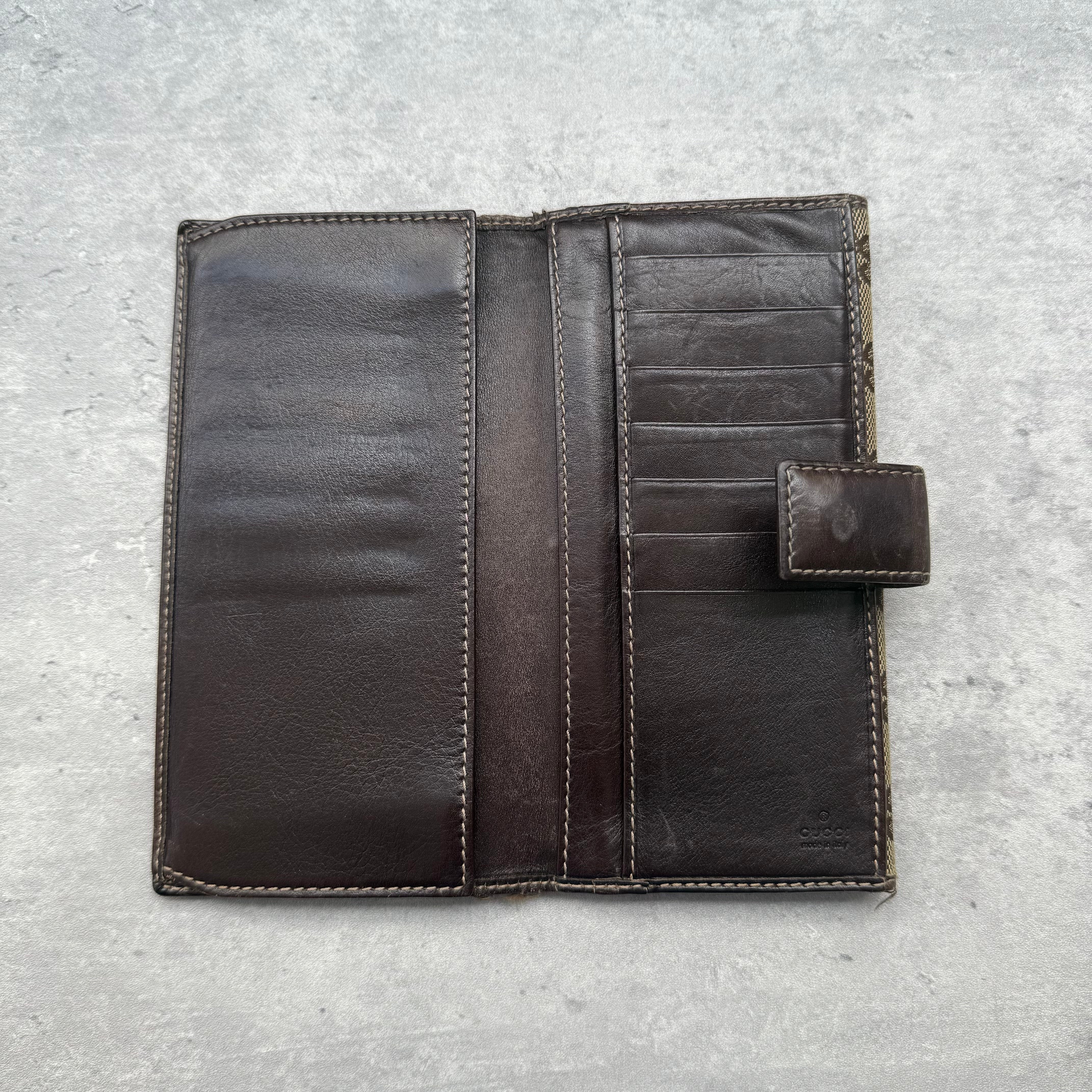 Gucci GG Monogram Britt Long Wallet Beige/Brown