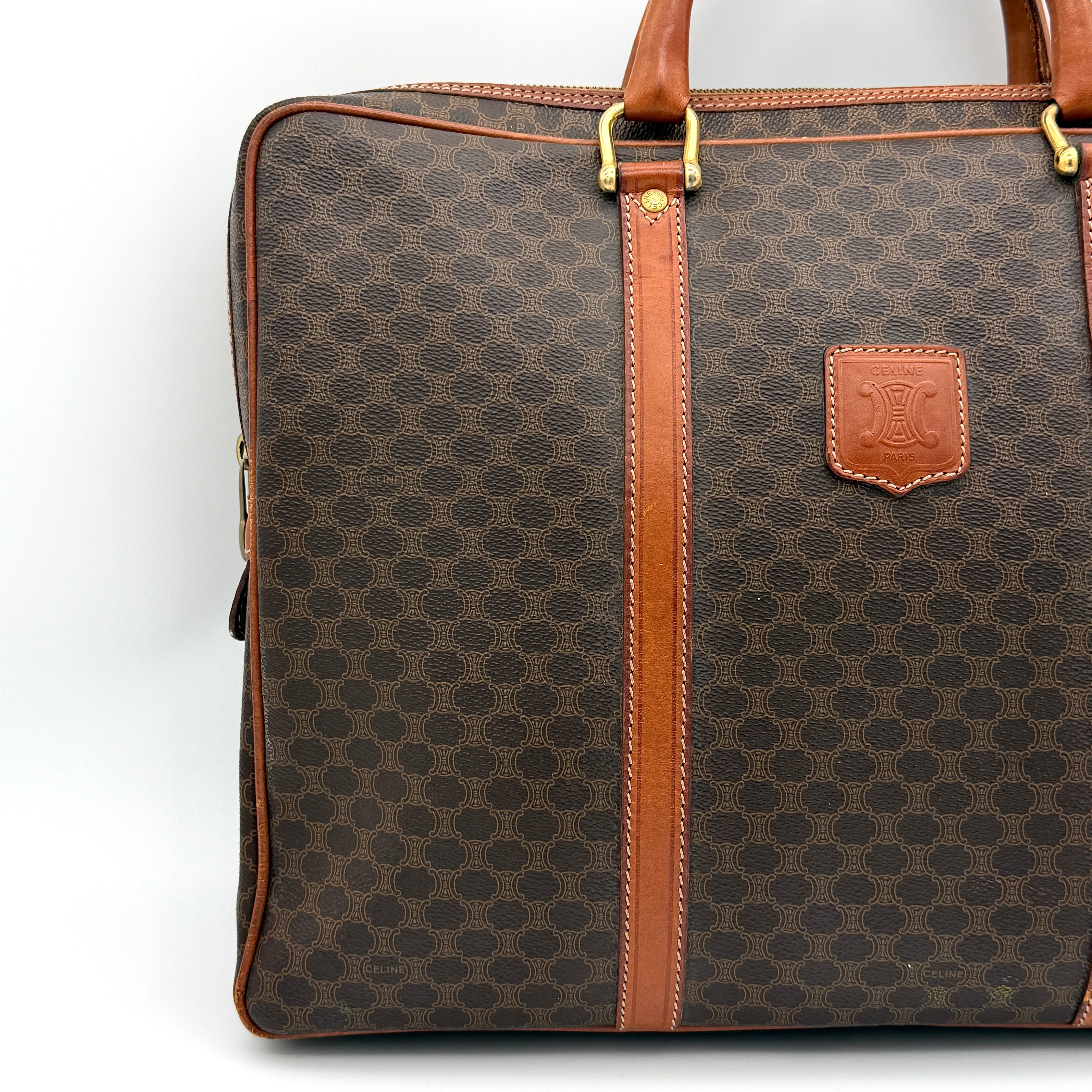 Celine Triomphe Macadam Briefcase Bag Brown