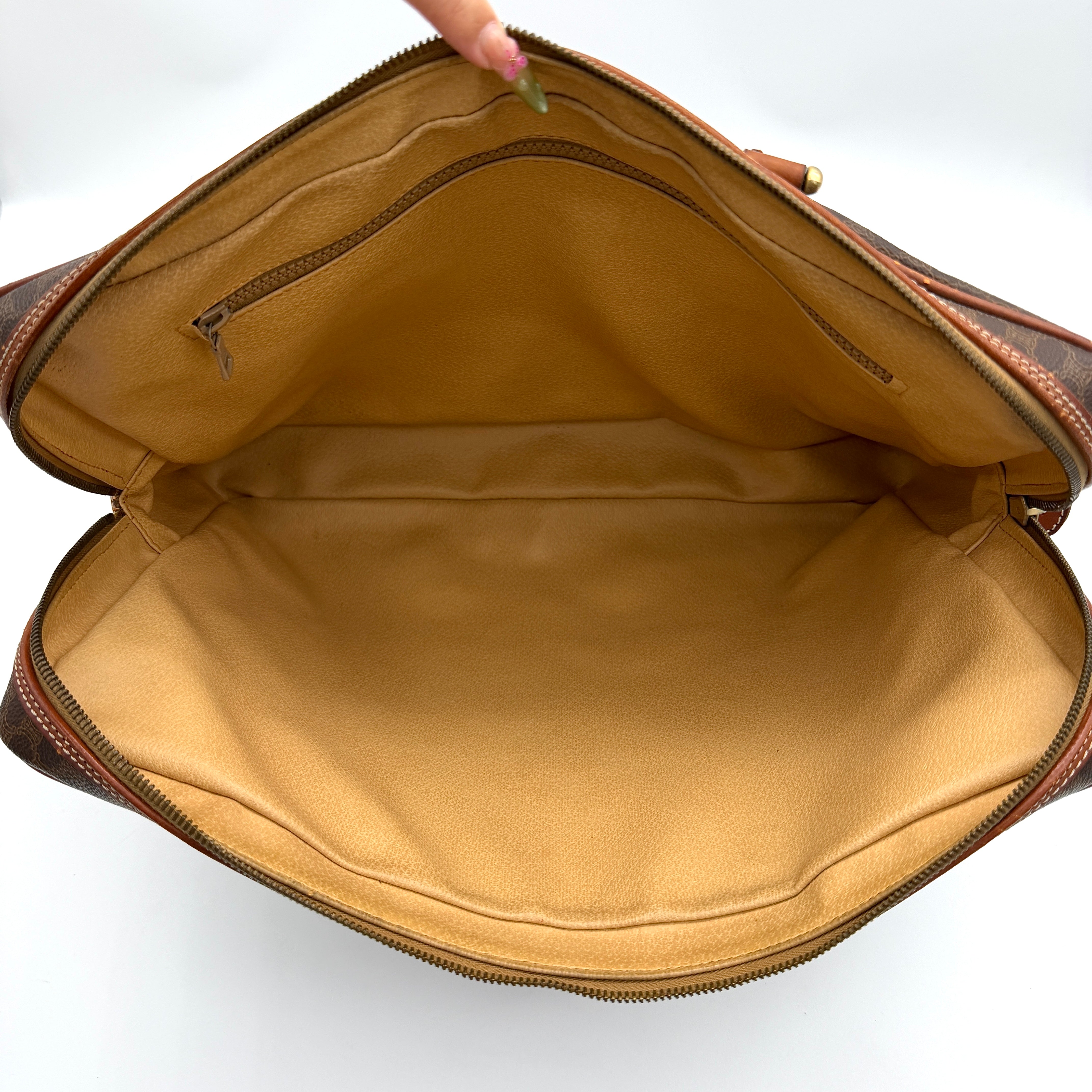Celine Triomphe Macadam Briefcase Bag Brown
