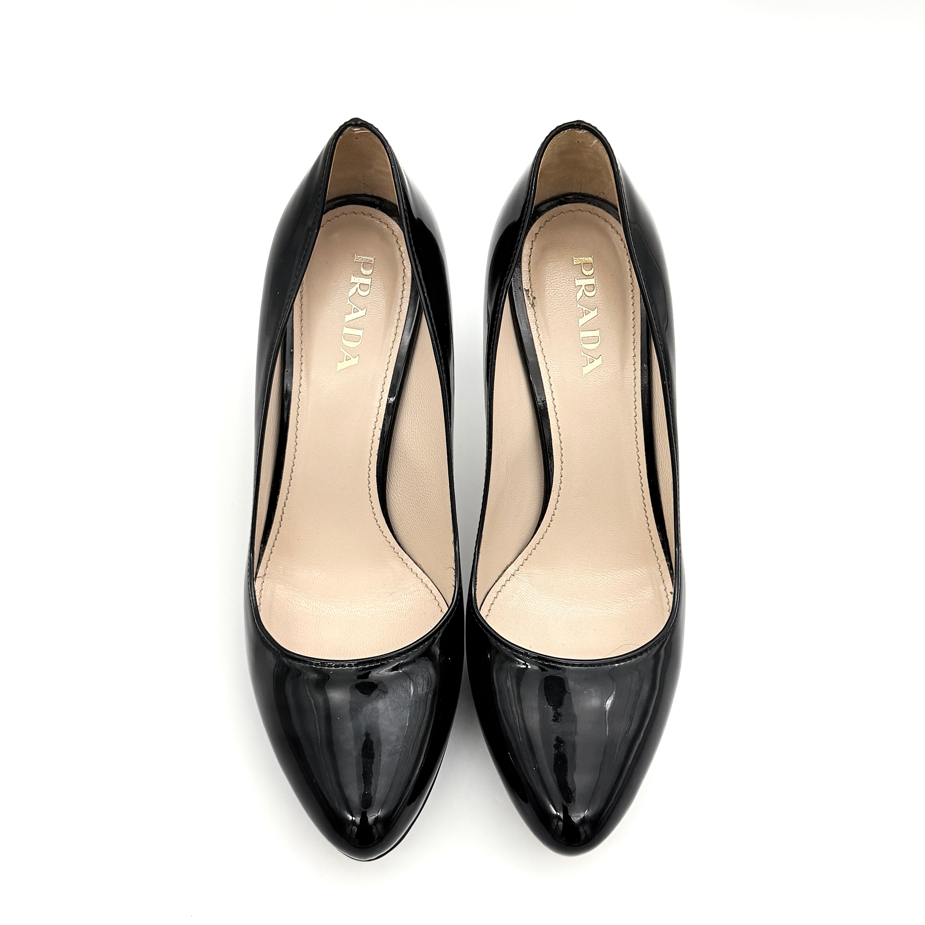 Prada Patent Leather Platform Pumps Black