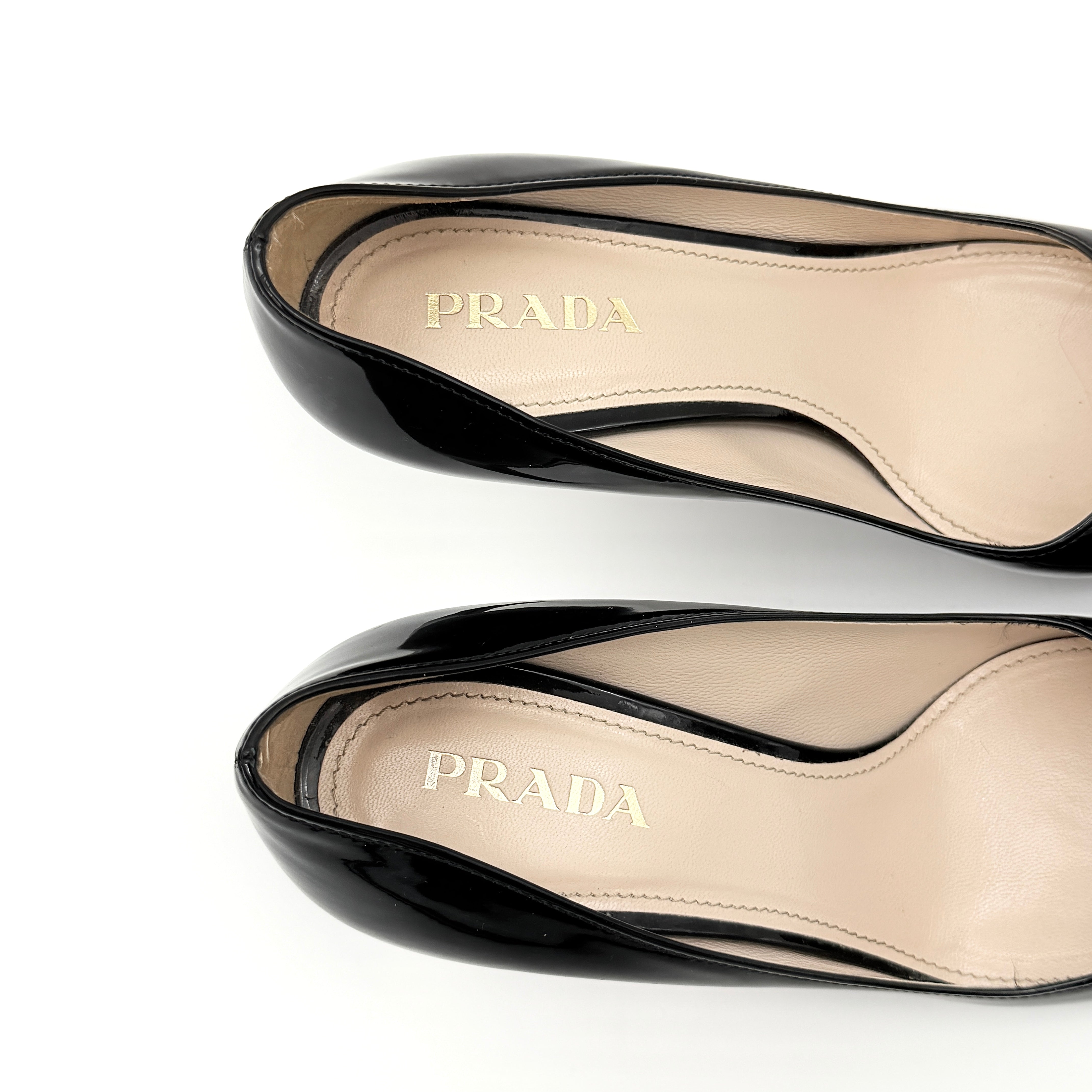 Prada Patent Leather Platform Pumps Black
