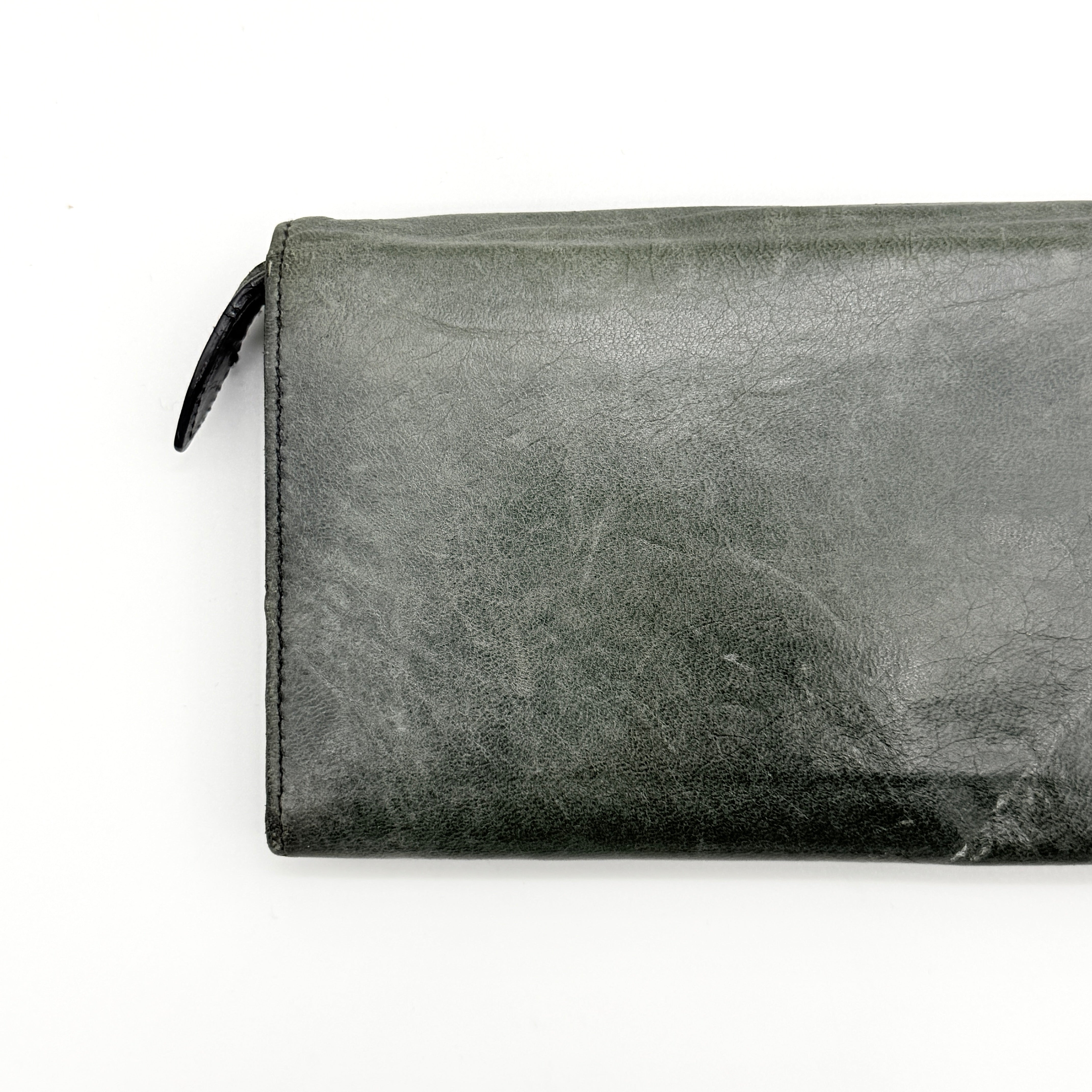 Balenciaga City Motorcycle Studded Long Wallet Grey