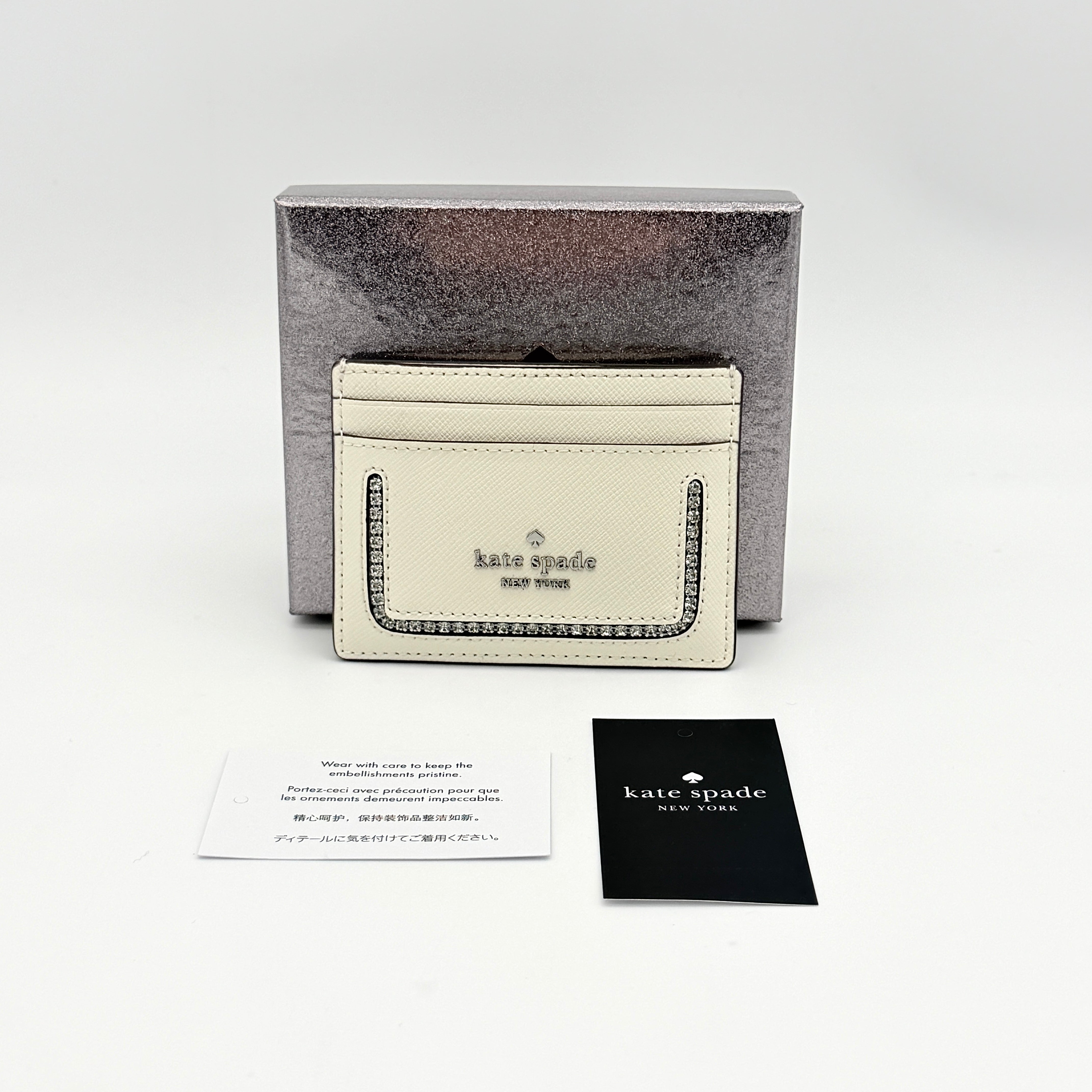 Kate Spade Madison Crystal Inlay Card Holder Ivory
