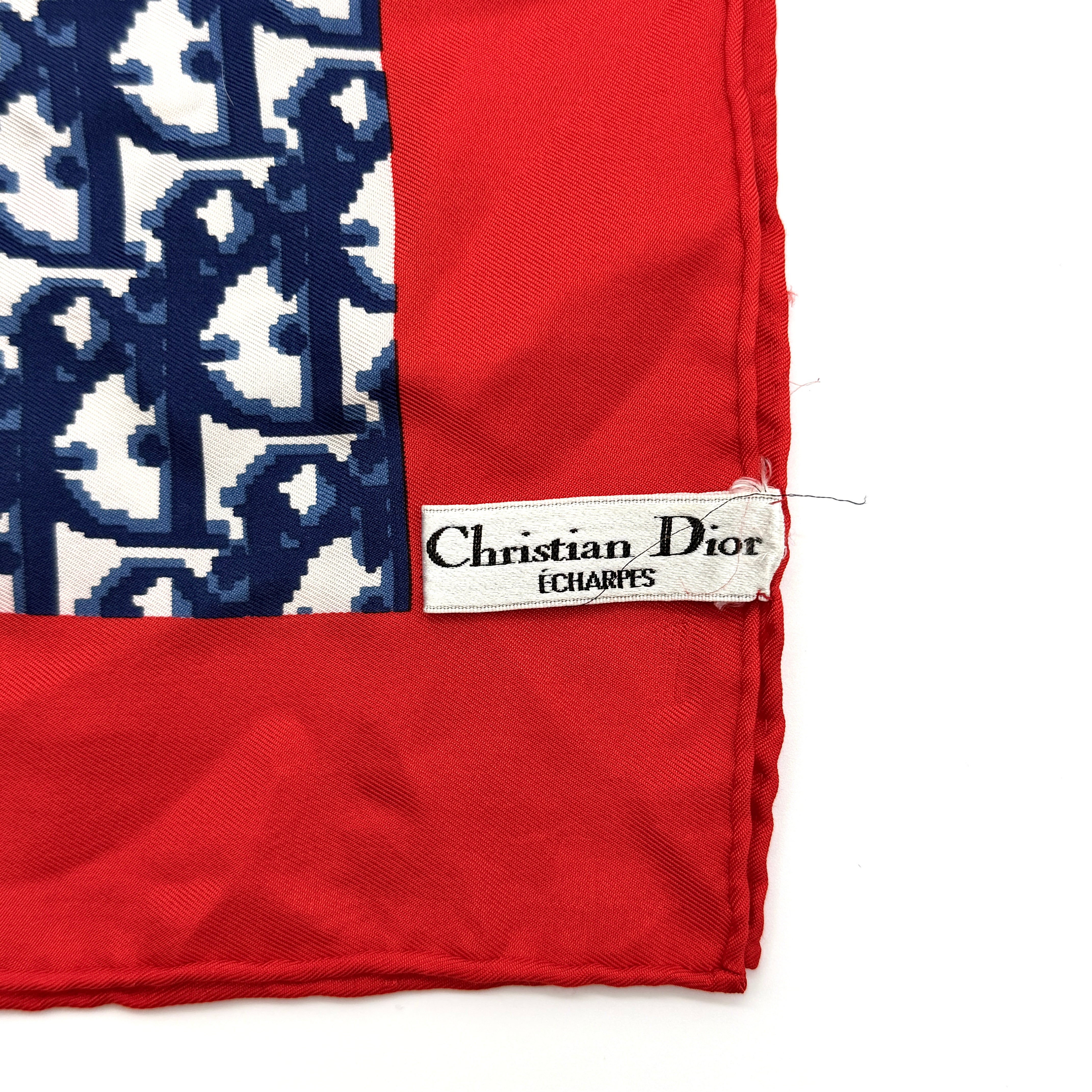 Dior Monogram Silk Scarf Navy/Red