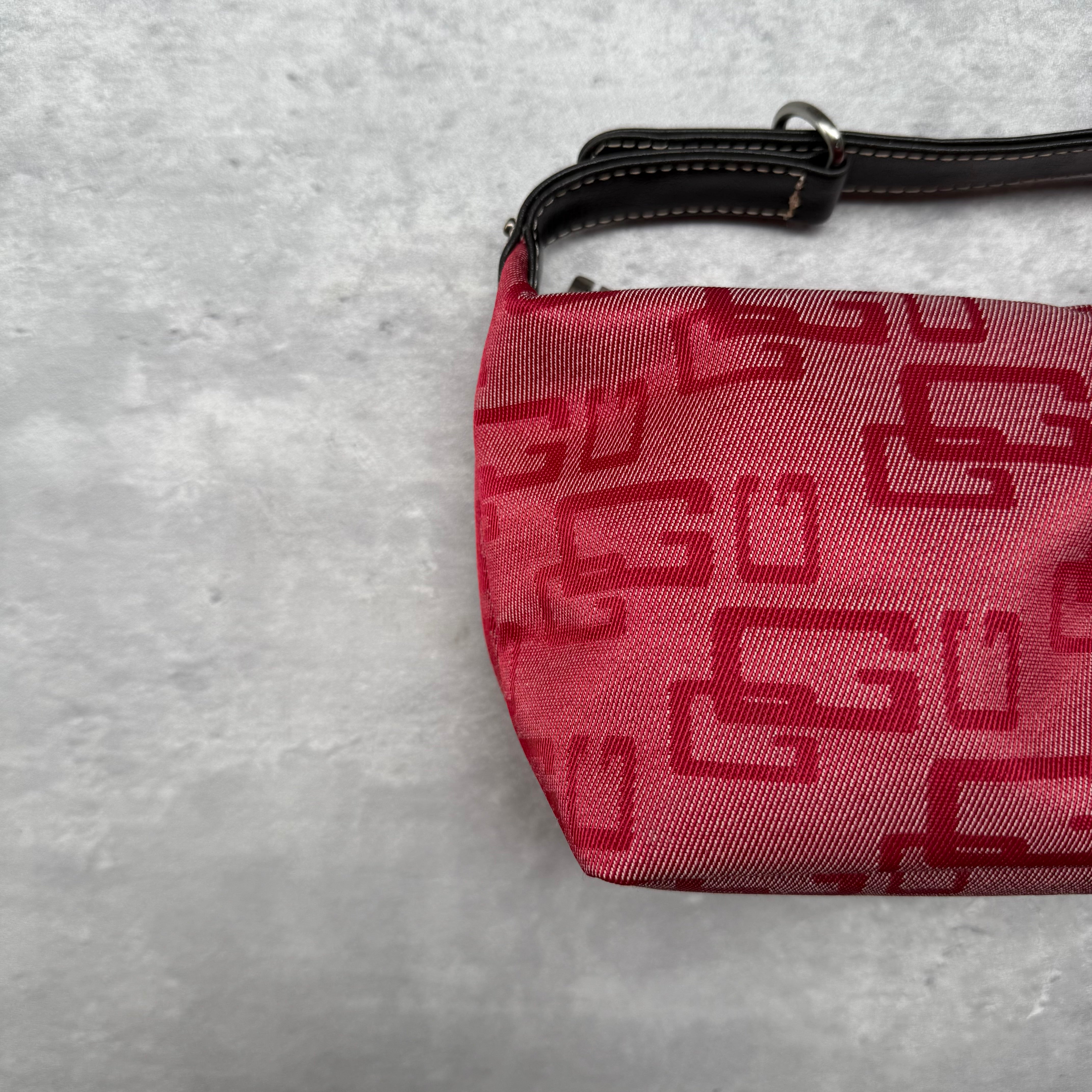 Guess Y2K Monogram Mini Hobo Shoulder Bag Red