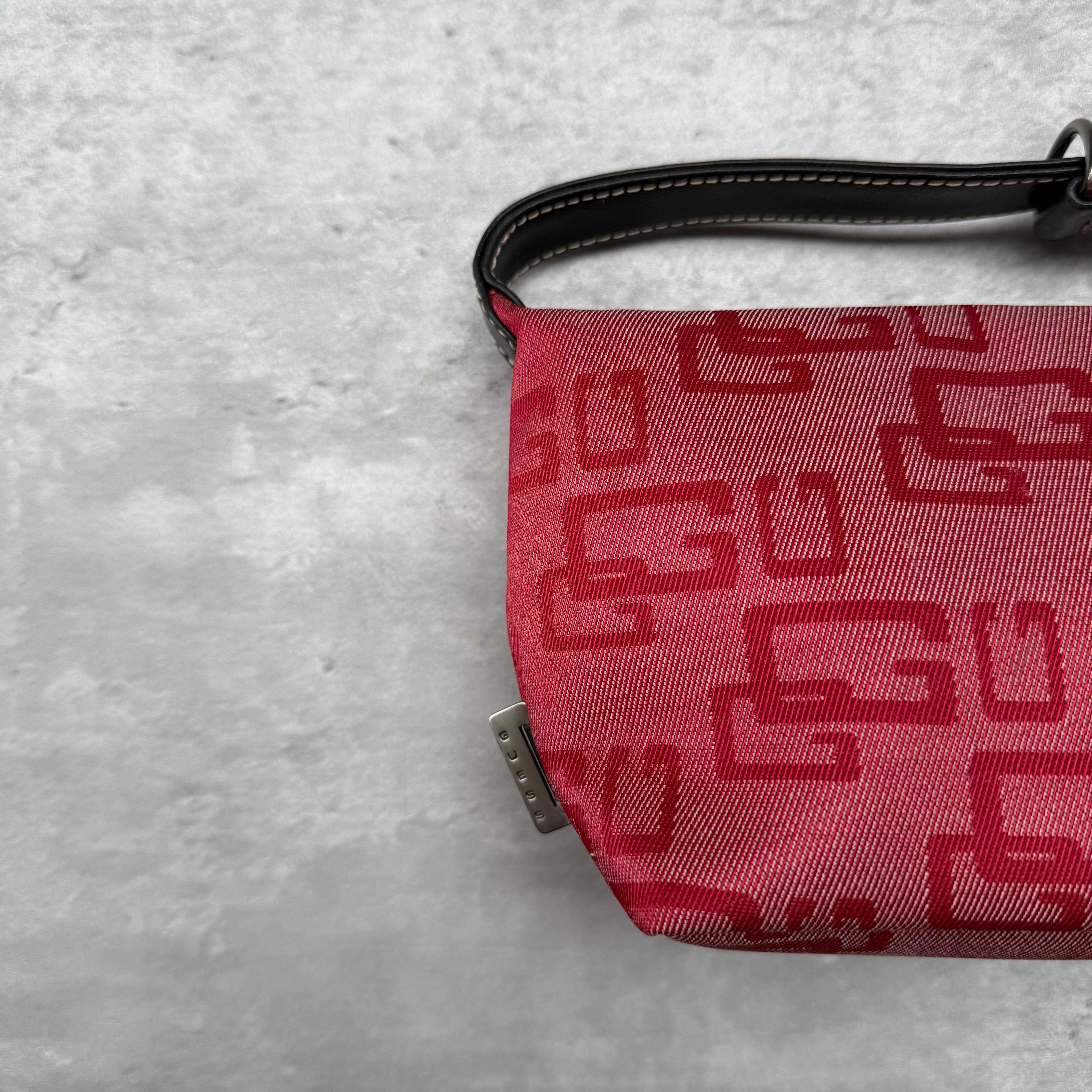 Guess Y2K Monogram Mini Hobo Shoulder Bag Red