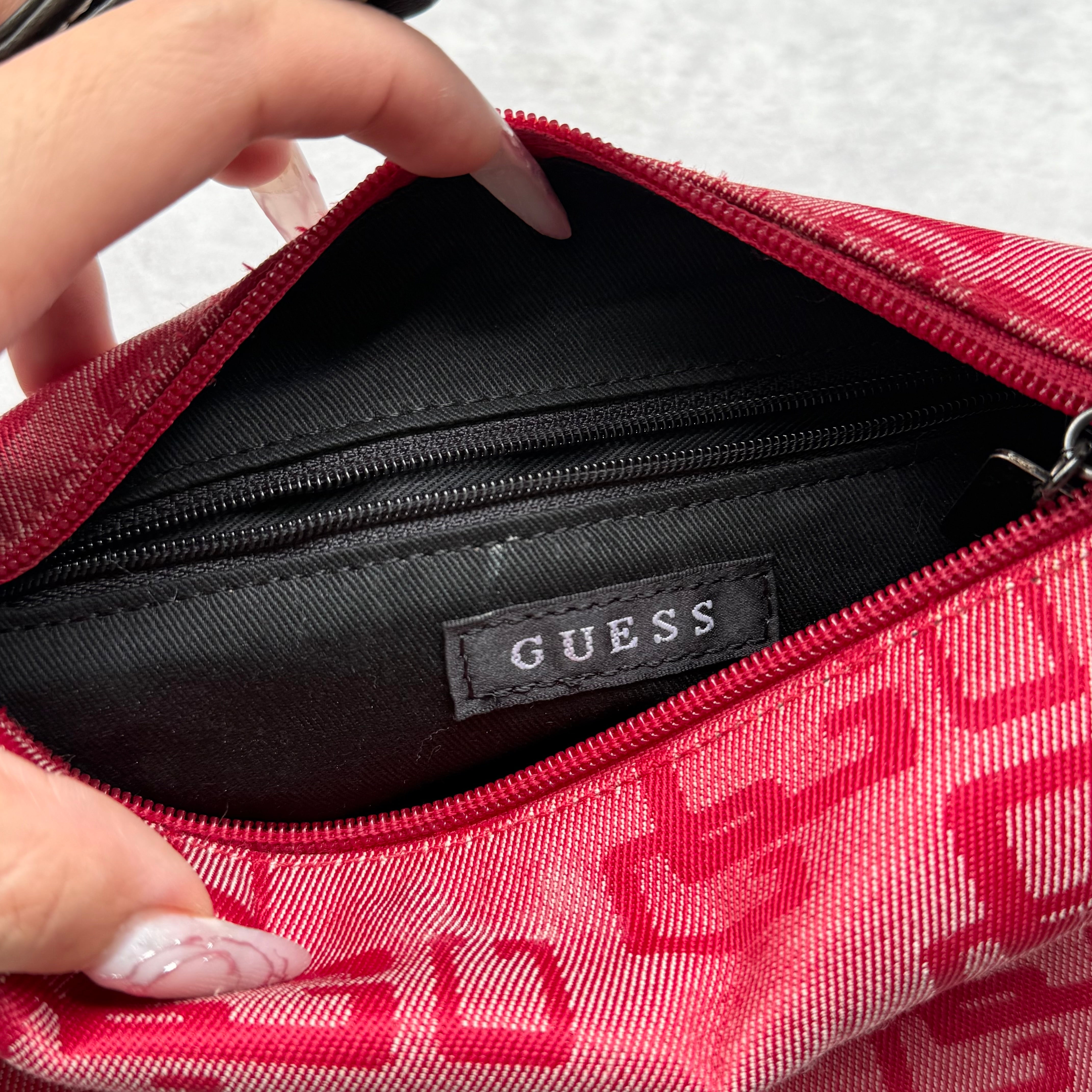 Guess Y2K Monogram Mini Hobo Shoulder Bag Red