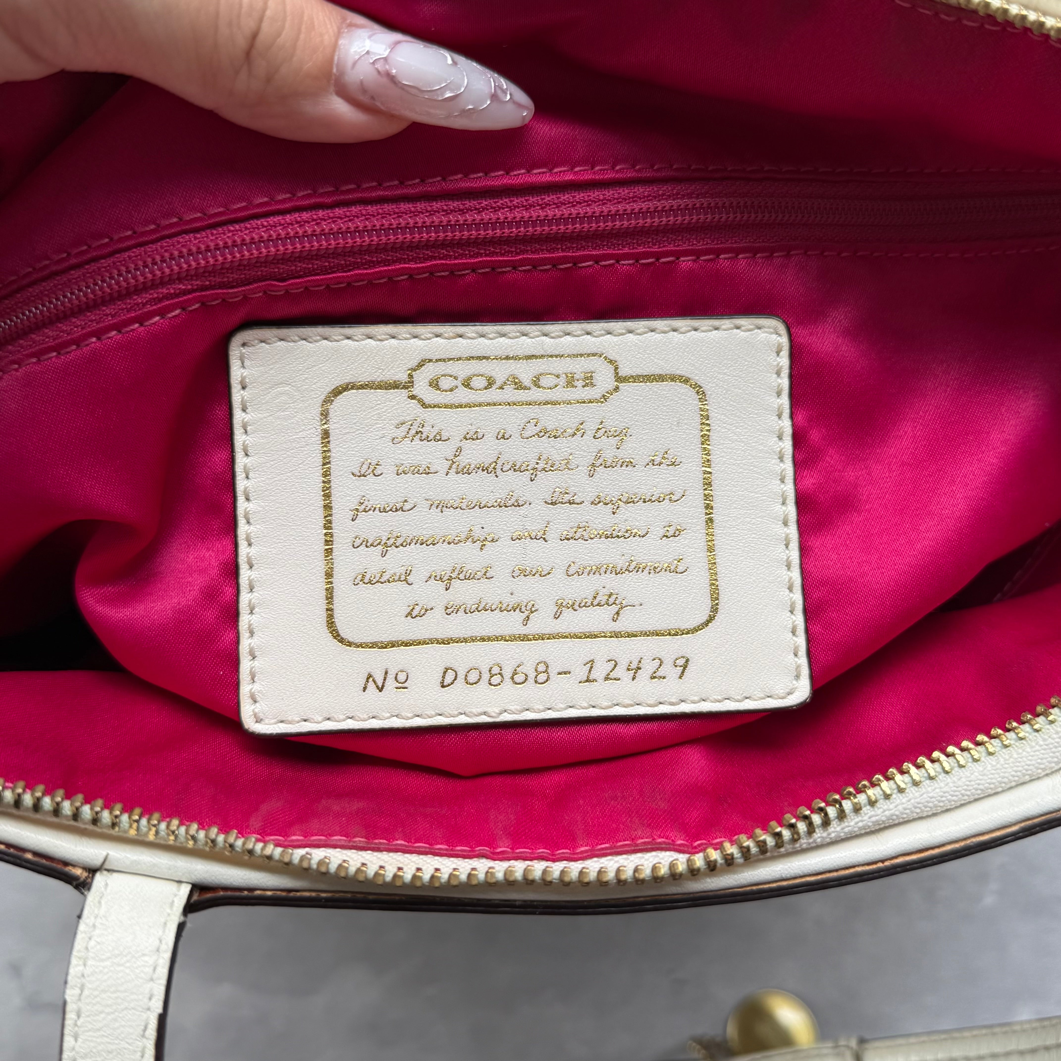 Coach Signature Sufflette Tote Bag Beige/White