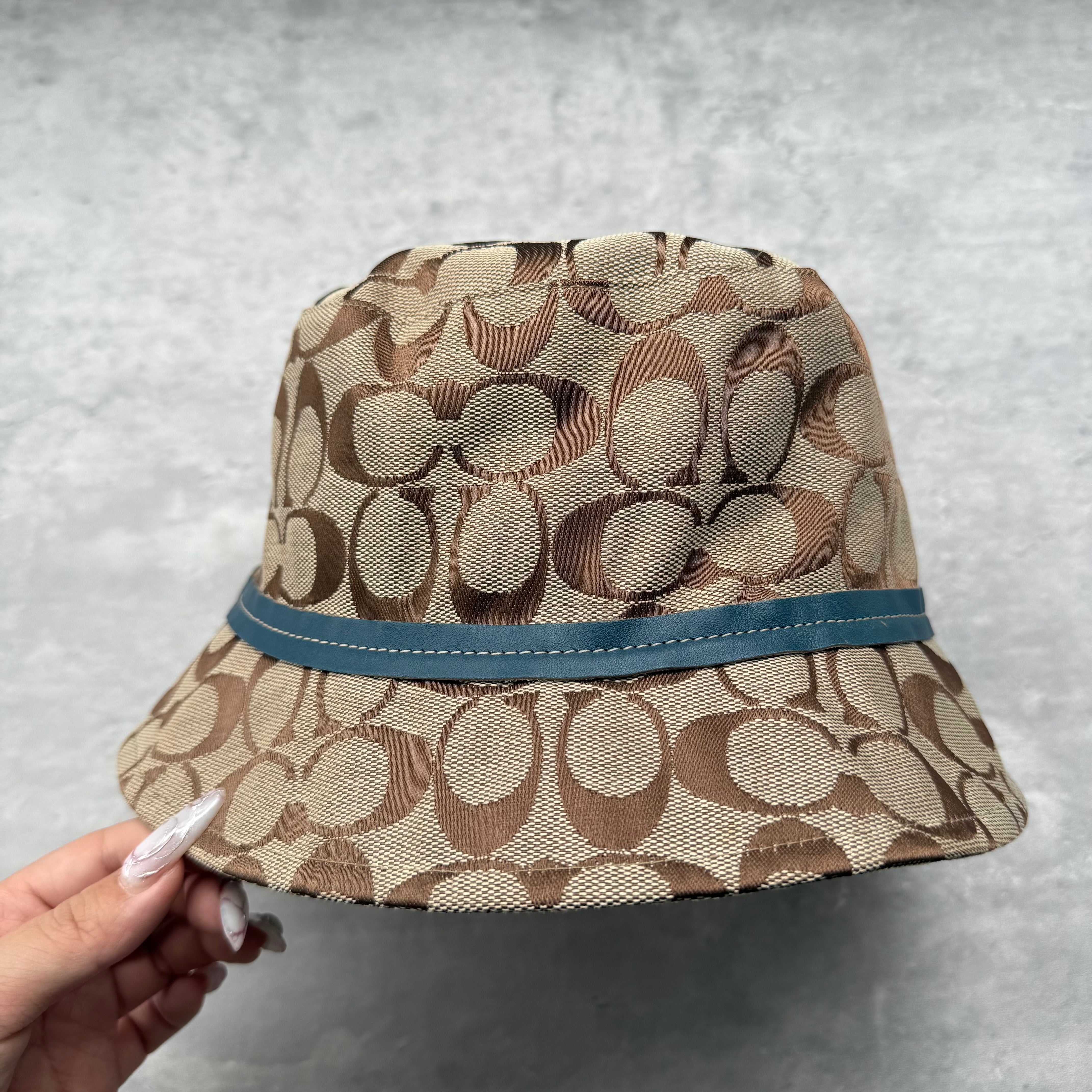 Coach Signature Monogram Bucket Hat Beige/Blue