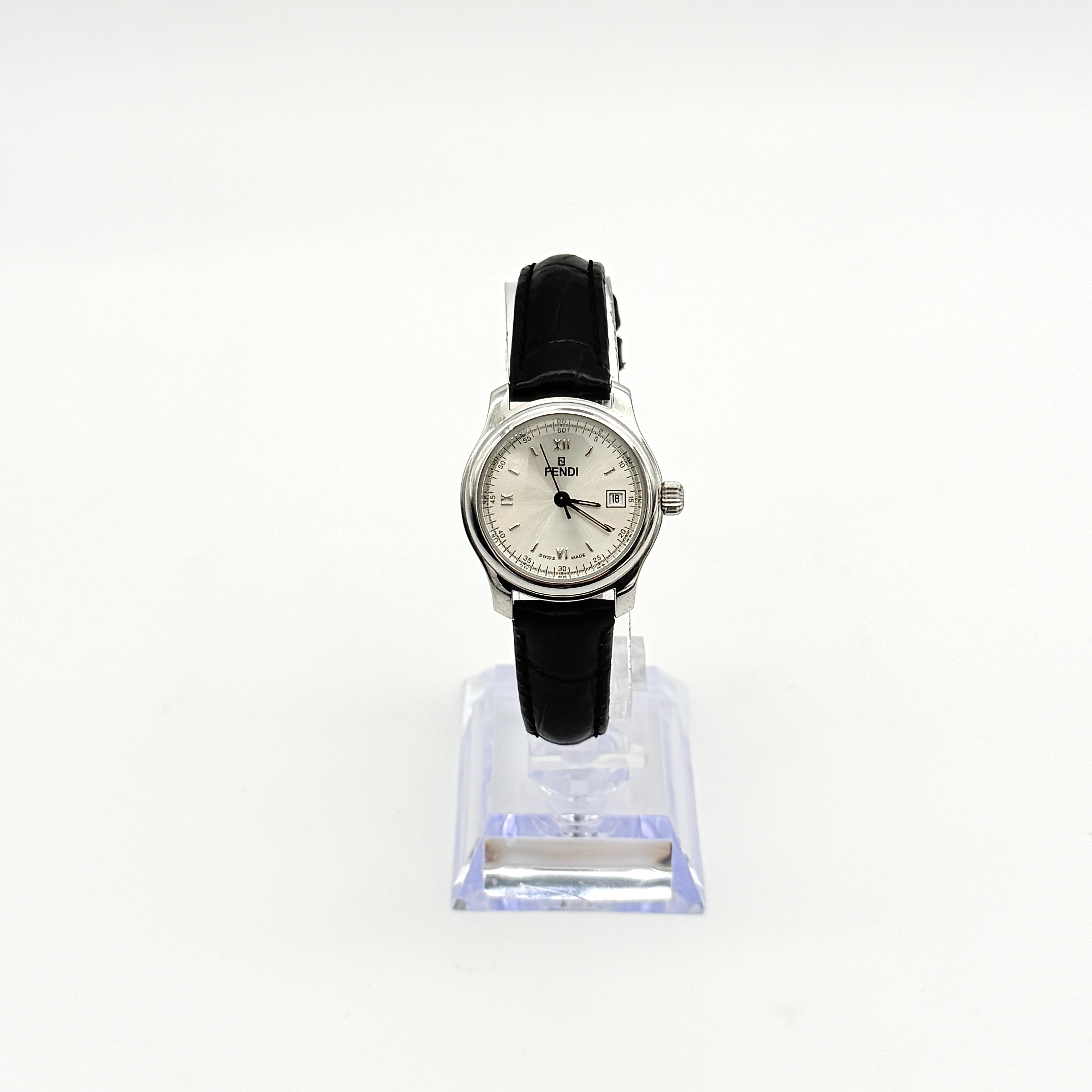 Fendi 210L Silver Dial Quartz Watch Black