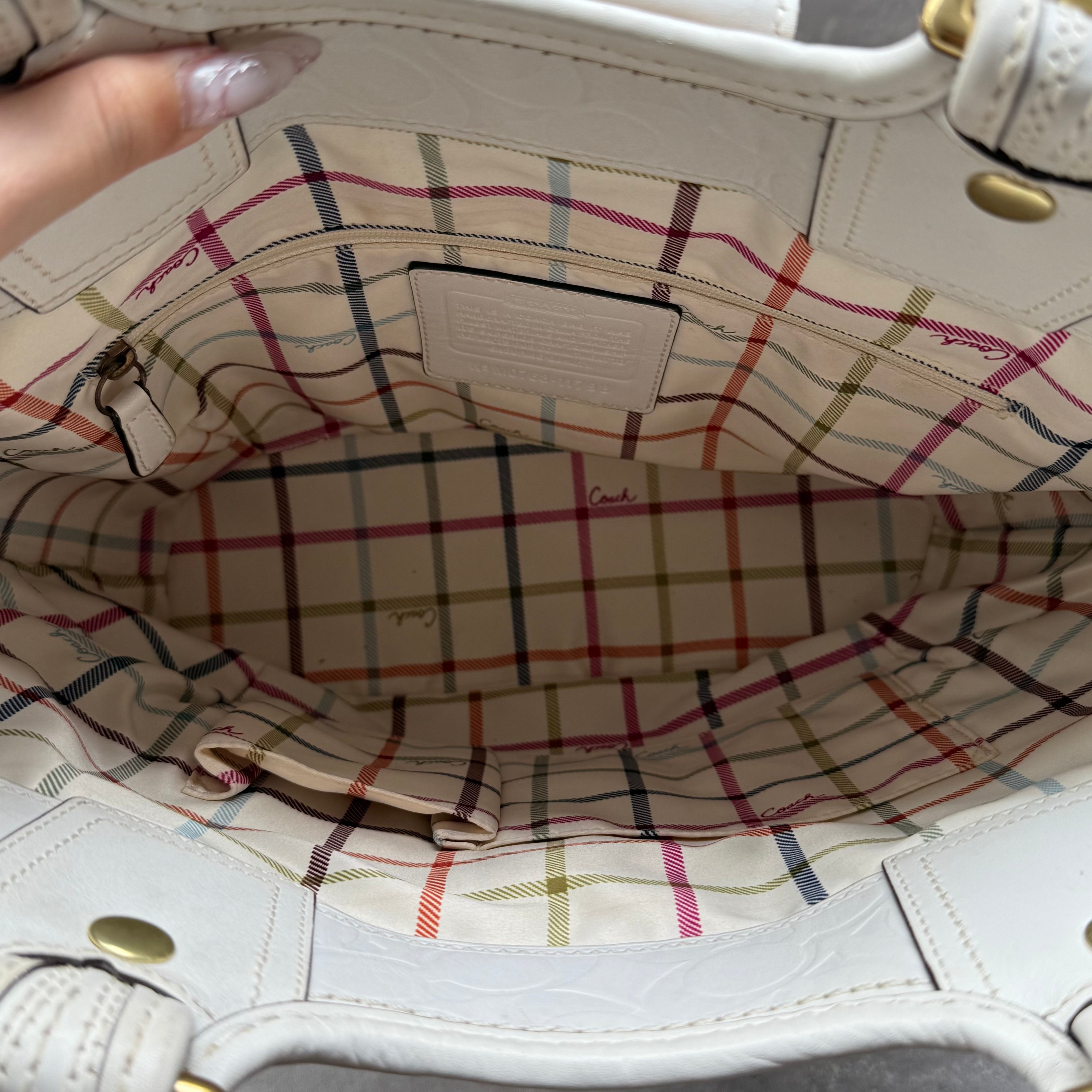 Coach Bleecker Straw Tote Bag Tan/White