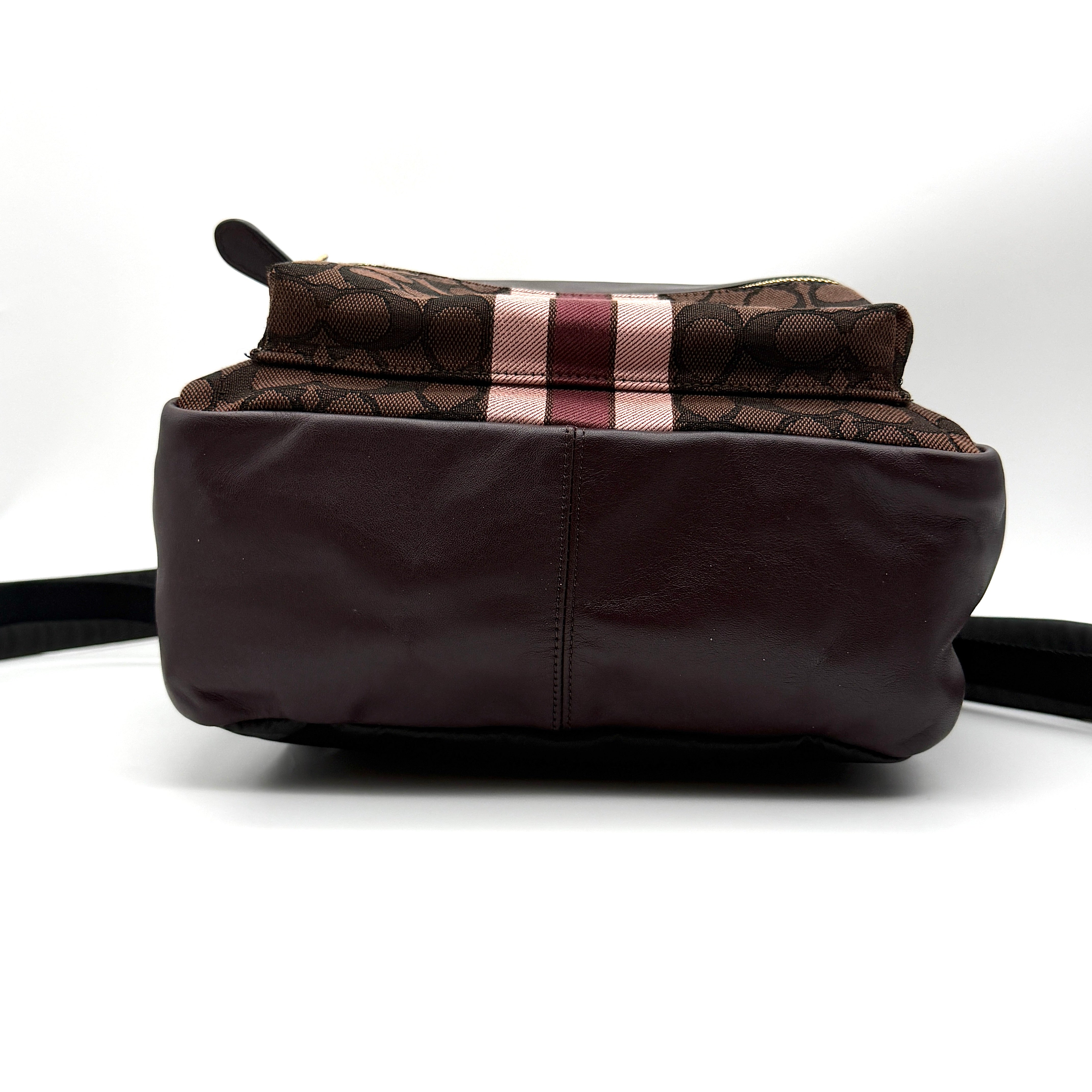 Coach Signature Charlie Stripe Backpack Brown/Pink