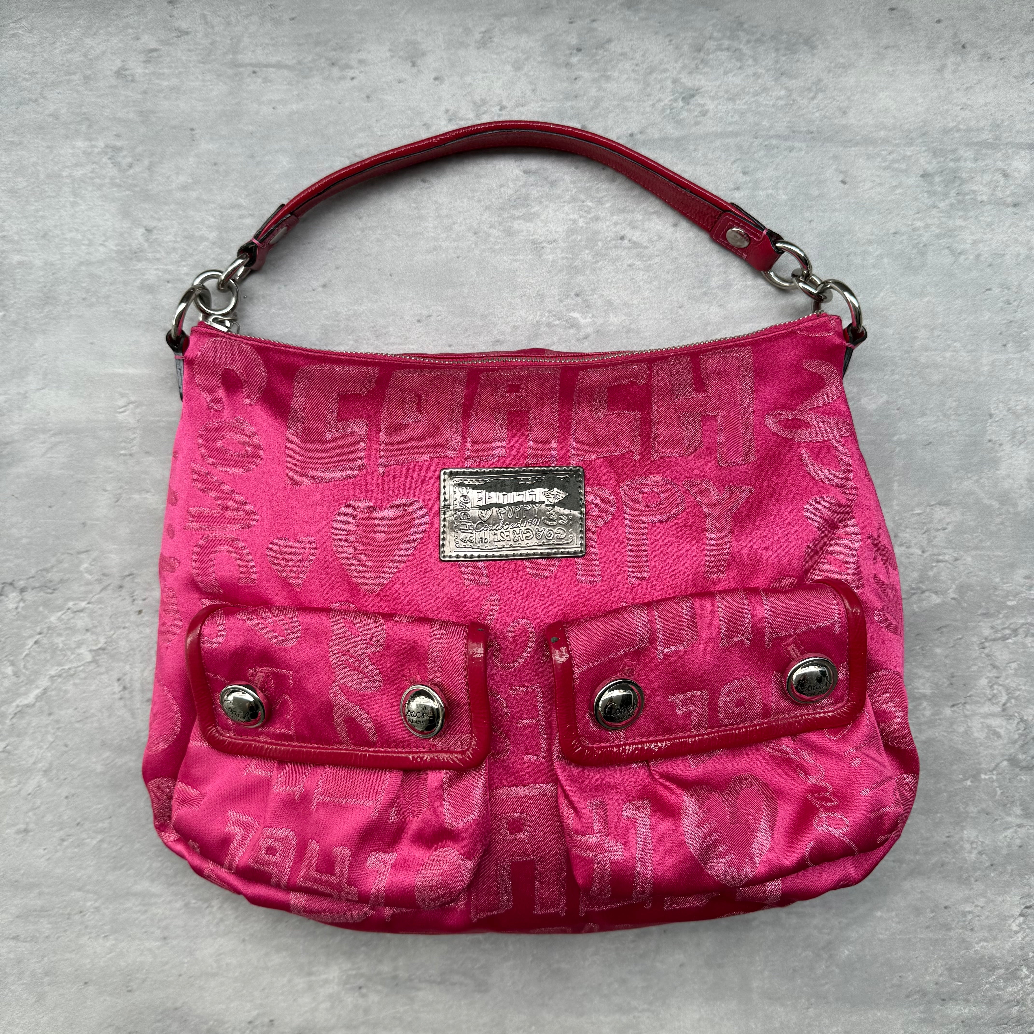 Coach 2Way Signature Poppy Storypatch ShoulderBag Pink