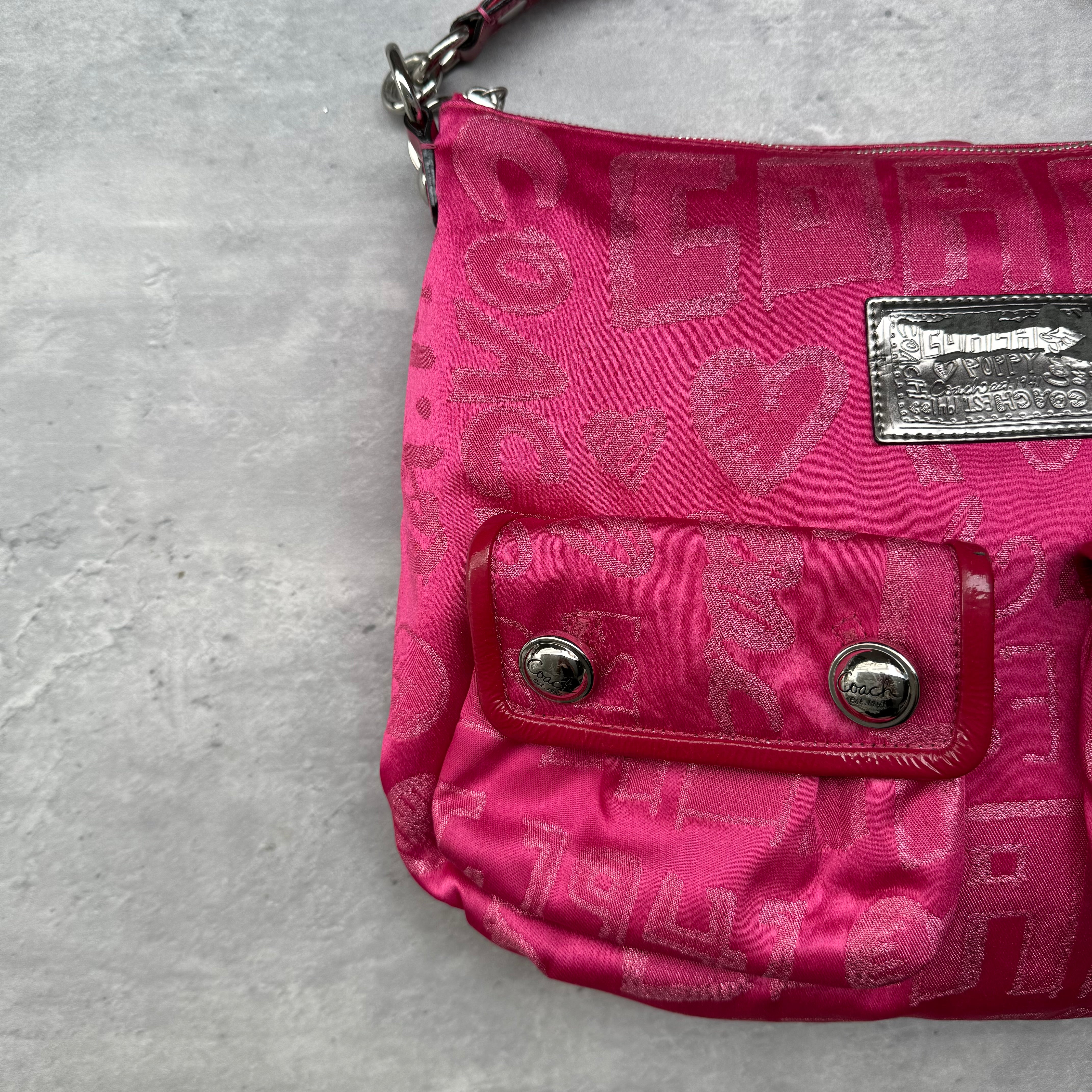 Coach 2Way Signature Poppy Storypatch ShoulderBag Pink