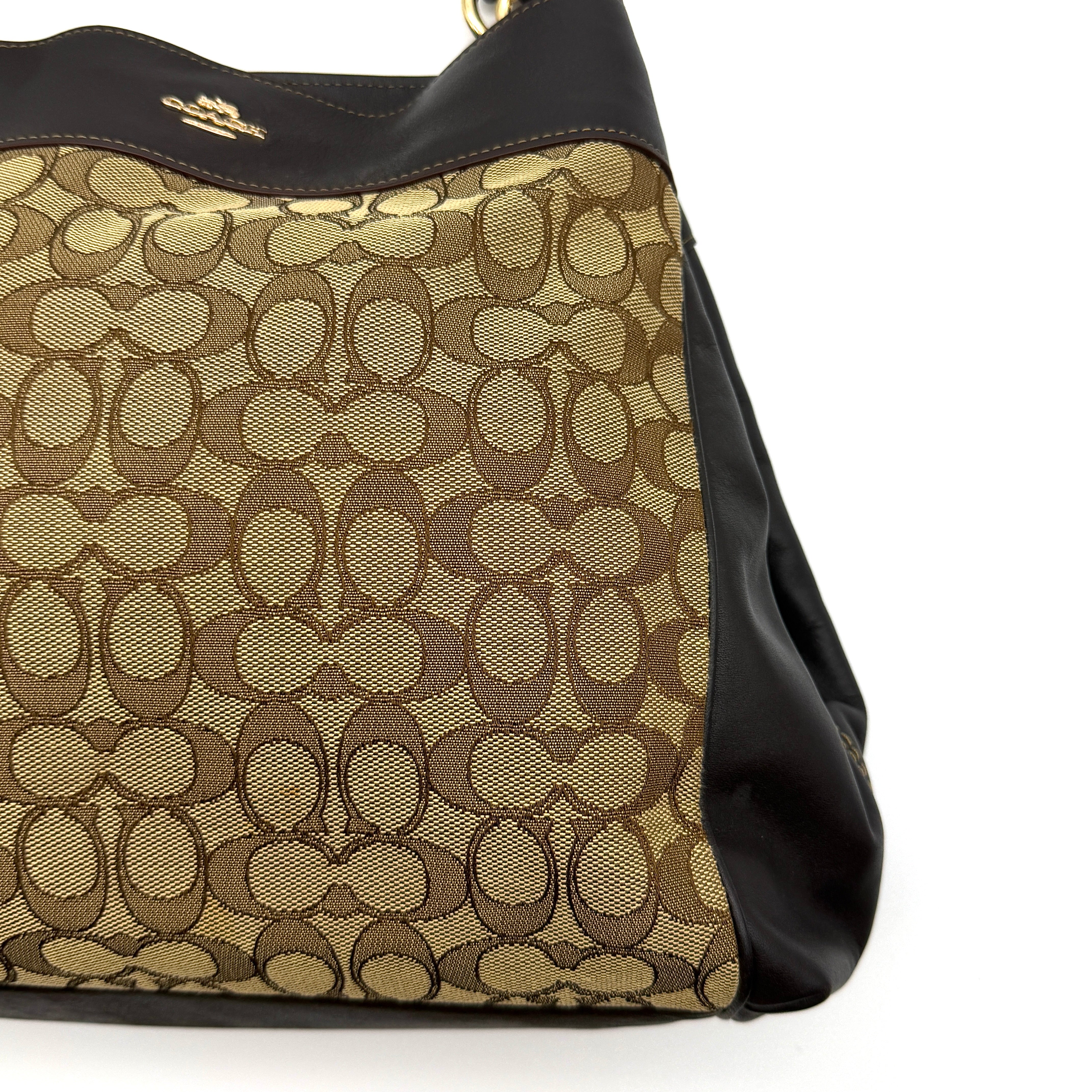 Coach Signature Lexy Canvas Shoulder Bag Beige/Brown