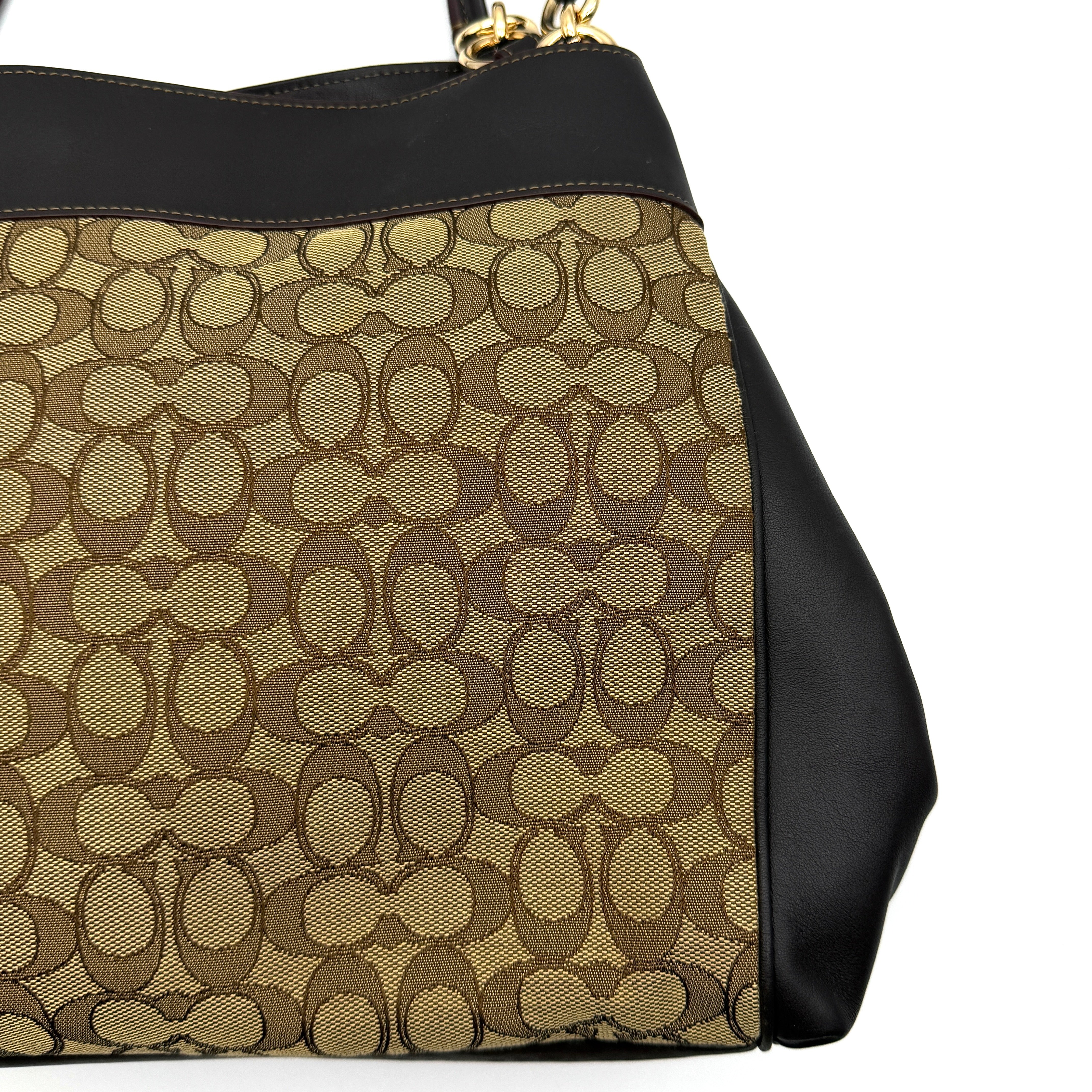 Coach Signature Lexy Canvas Shoulder Bag Beige/Brown