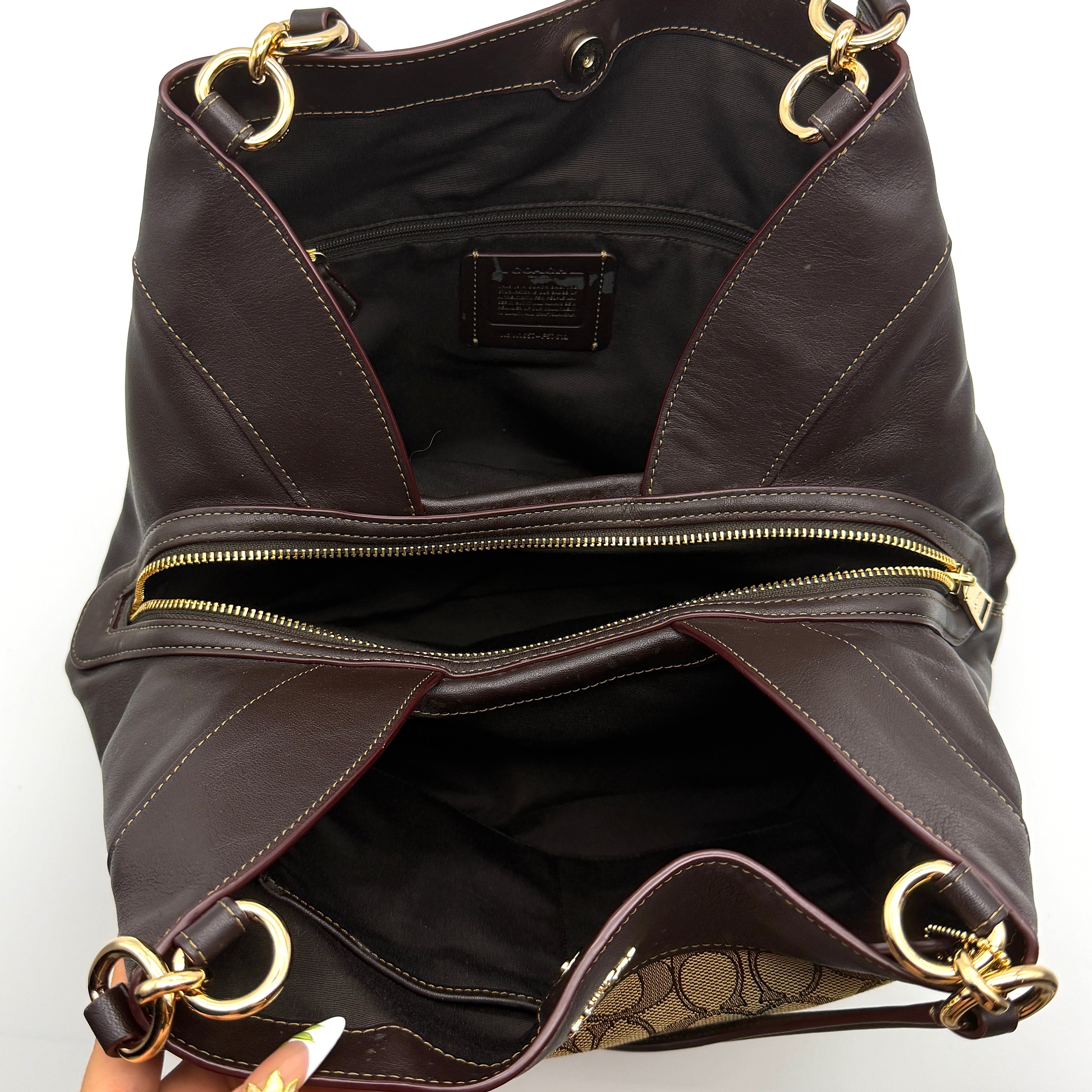 Coach Signature Lexy Canvas Shoulder Bag Beige/Brown