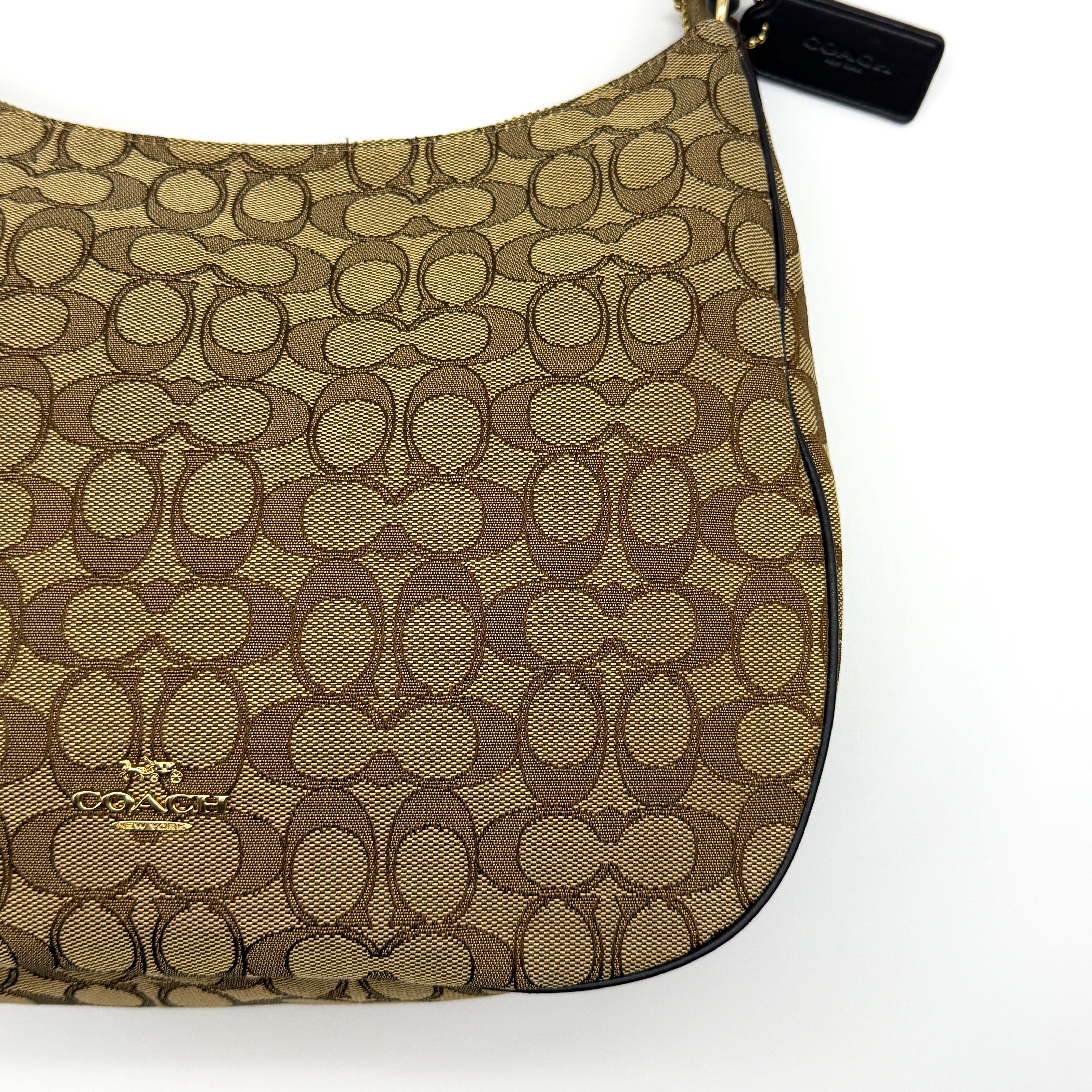 Coach Signature Hobo Canvas Shoulder Bag Beige/Brown