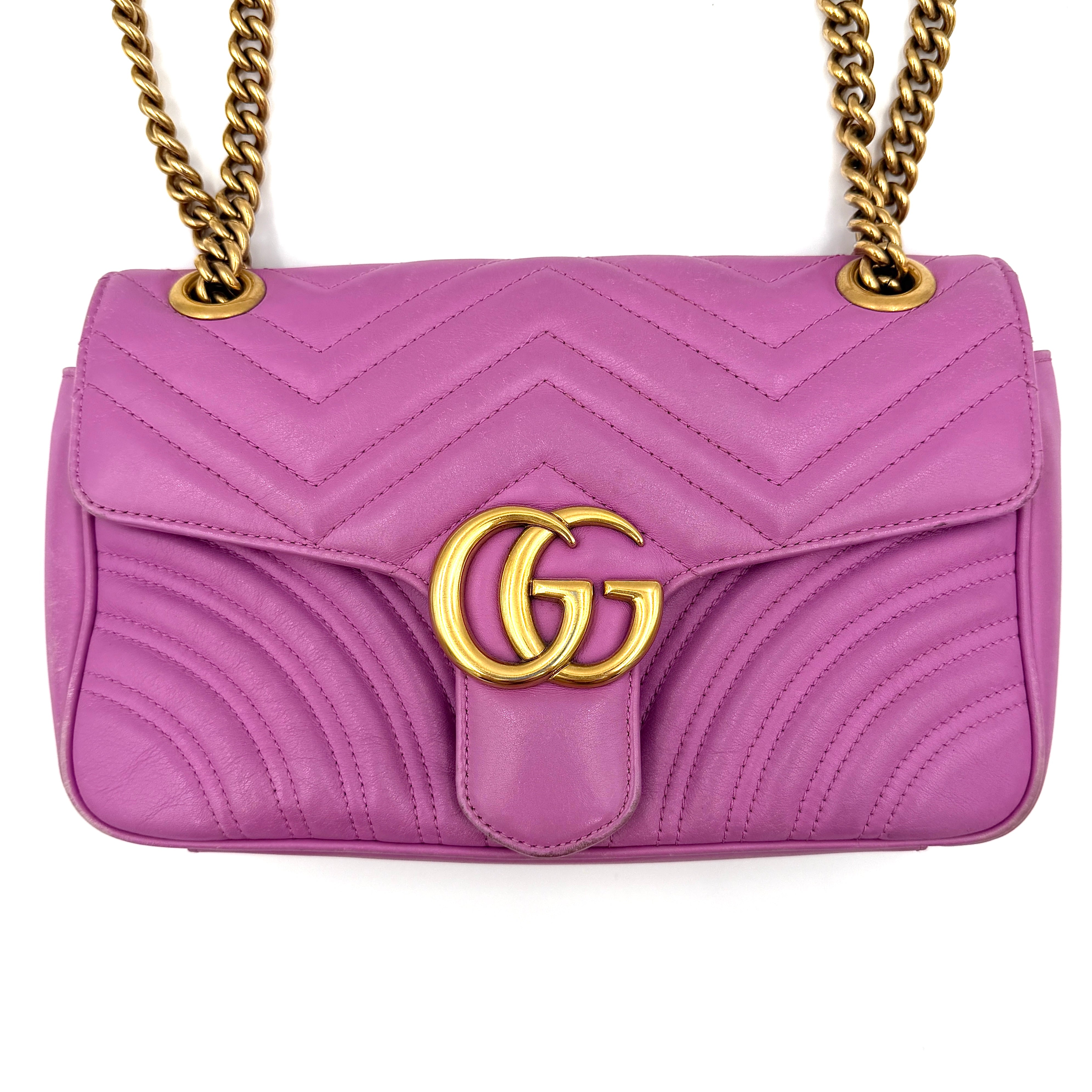 Gucci GG Marmont Matelasse Leather Shoulder Bag Pink