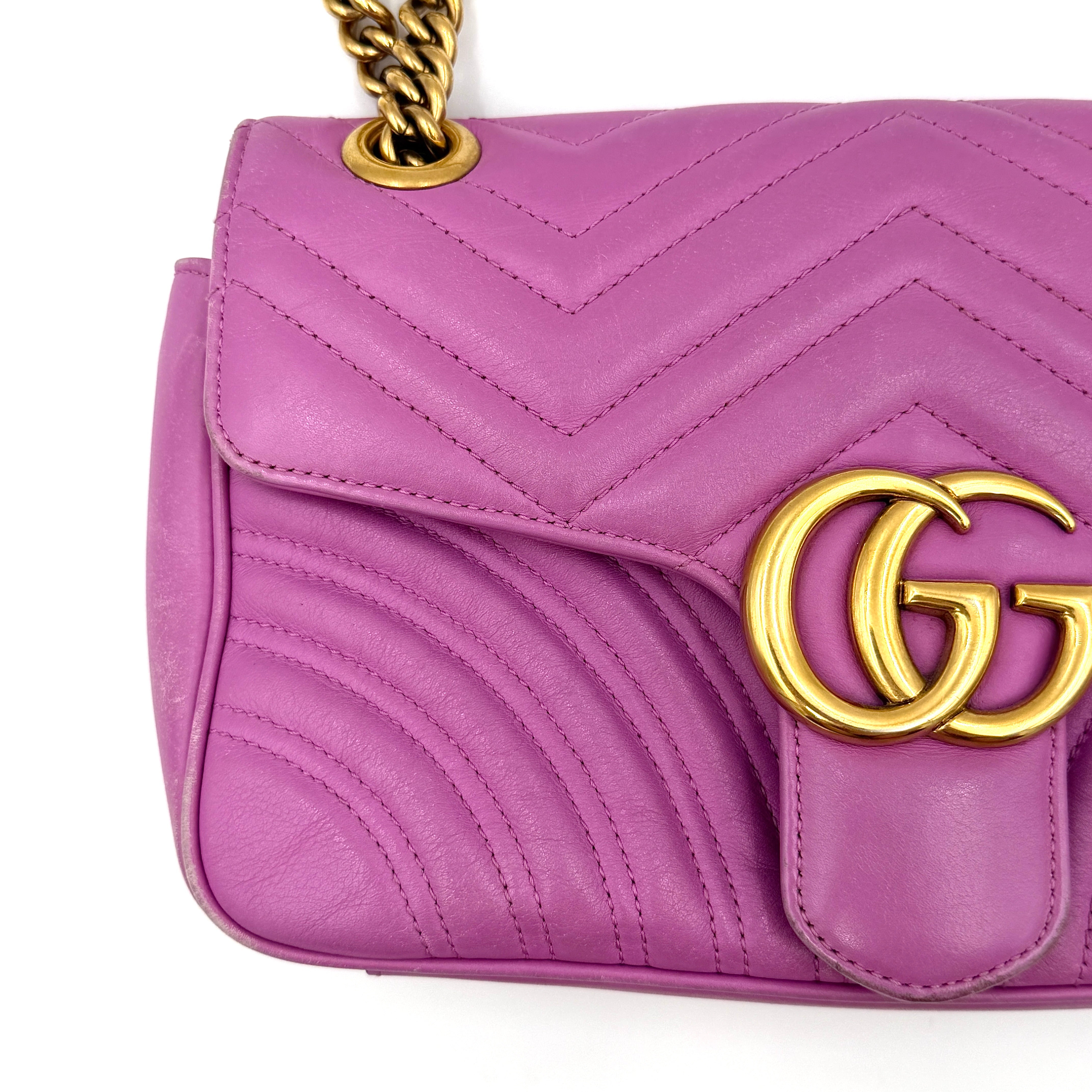 Gucci GG Marmont Matelasse Leather Shoulder Bag Pink