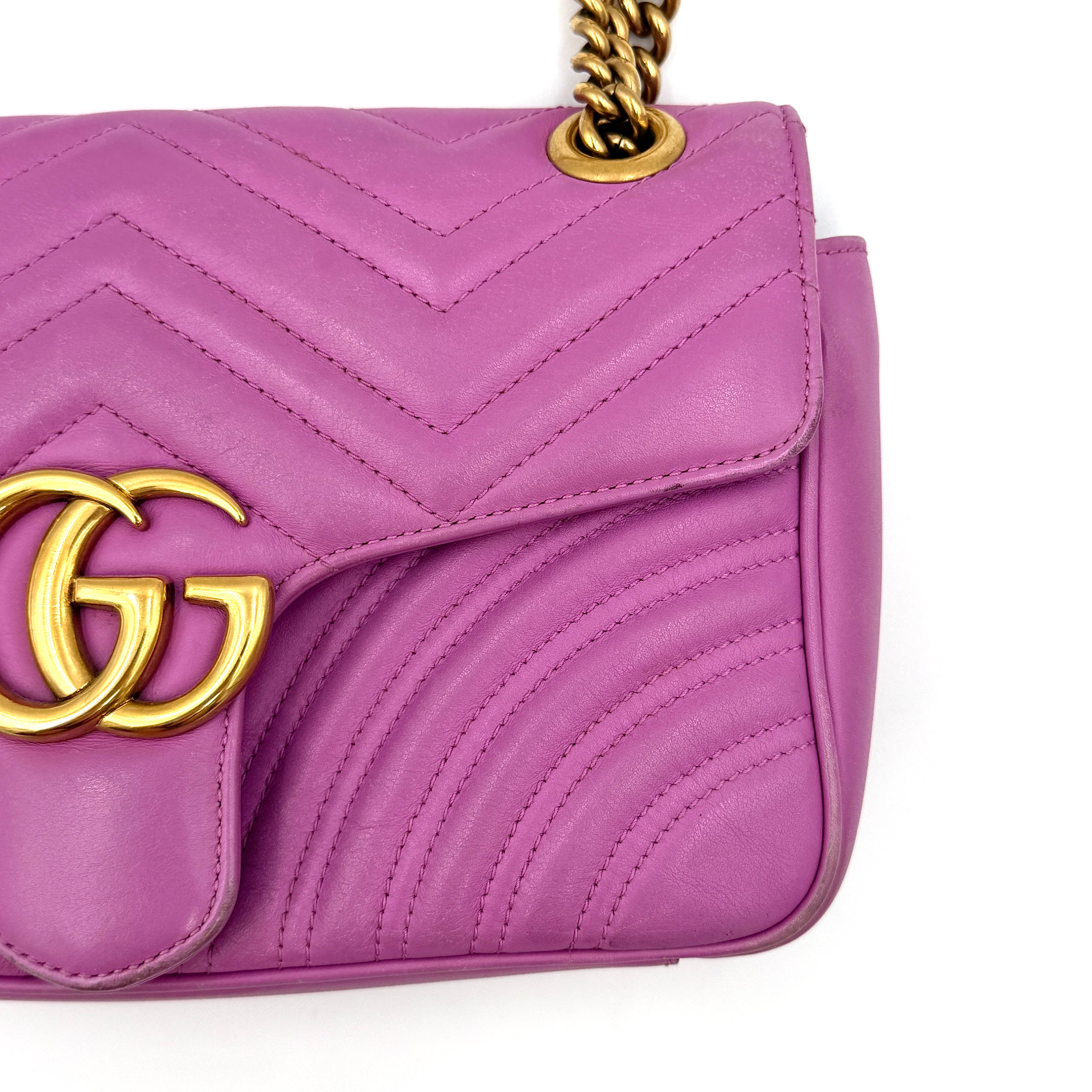 Gucci GG Marmont Matelasse Leather Shoulder Bag Pink