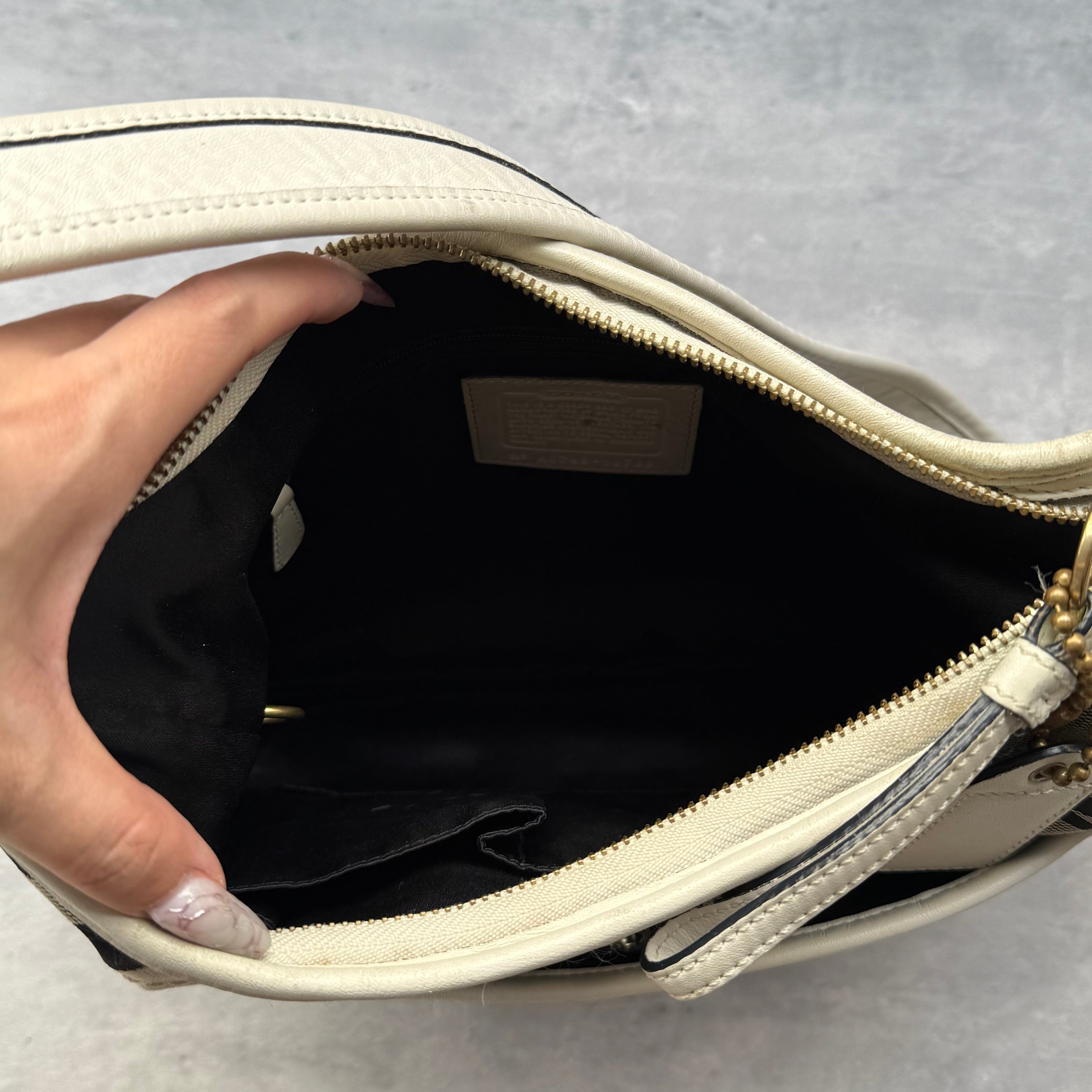 Coach Signature Canvas Hobo Crossbody Grey/White