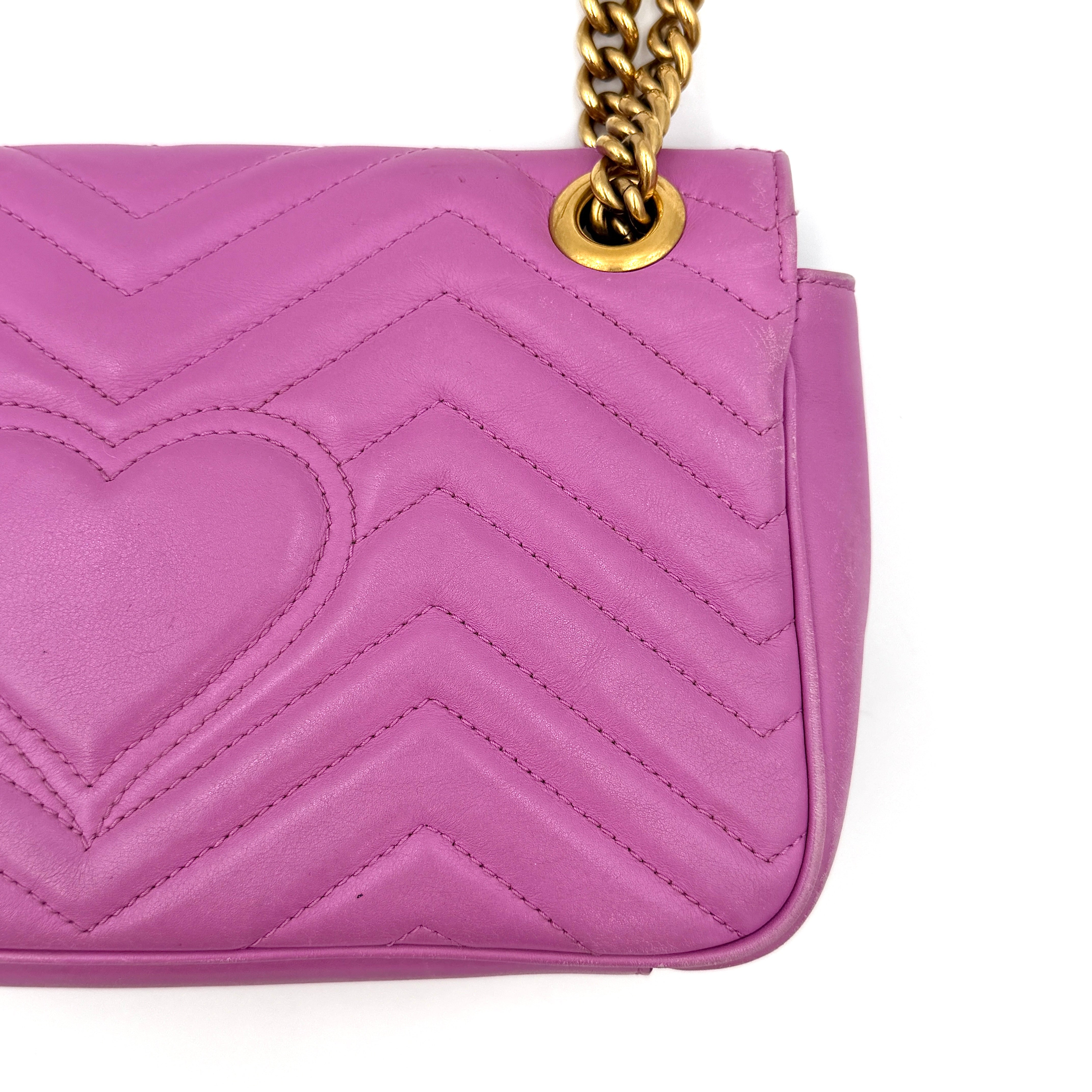 Gucci GG Marmont Matelasse Leather Shoulder Bag Pink